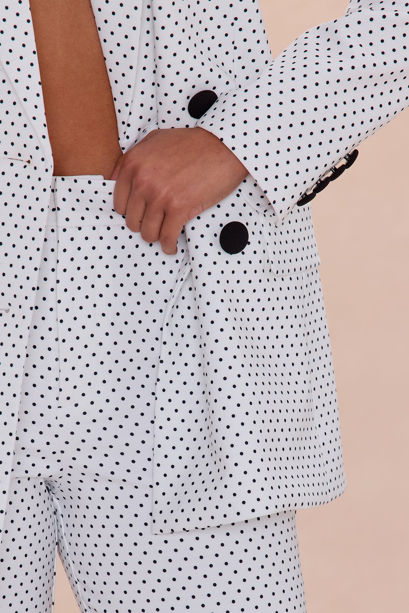 Amalia Polka Dot Blazer Pant Set - White/Black