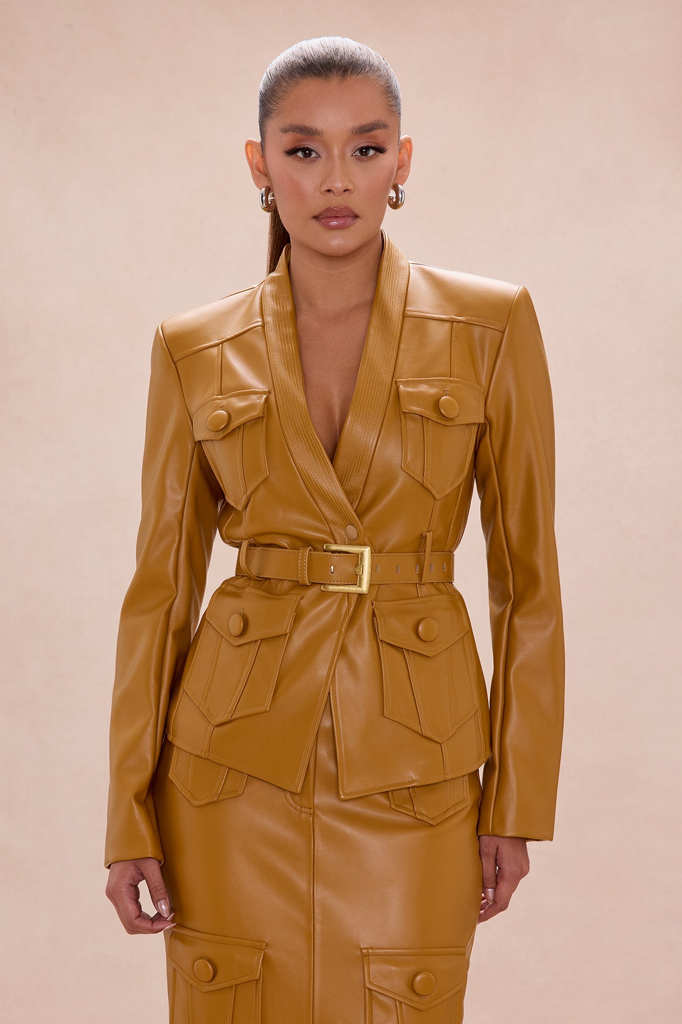 Up To No Good Faux Leather Jacket - Camel