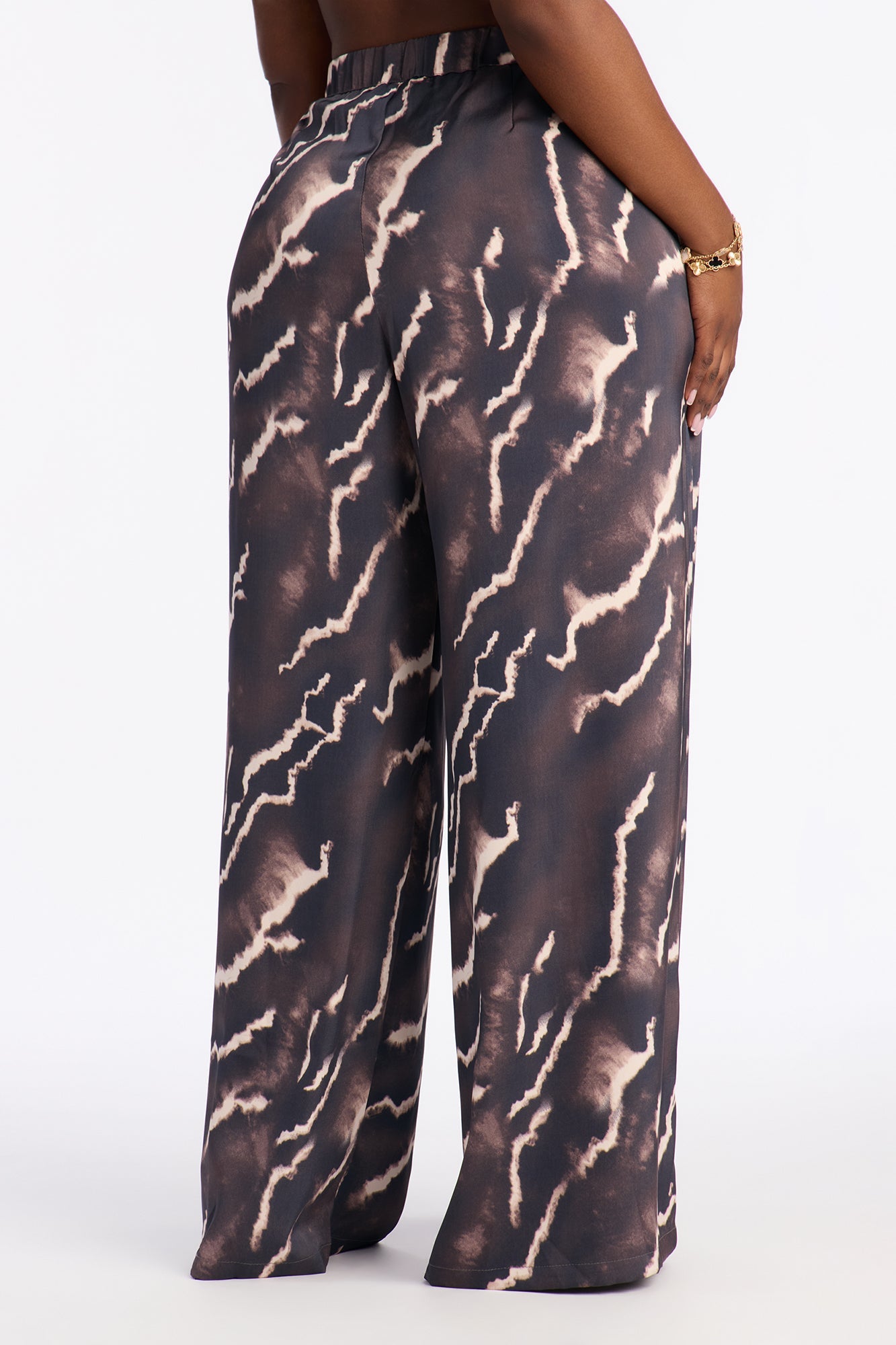 Fleur Satin Wide Leg Pant 33″ - Grey/combo