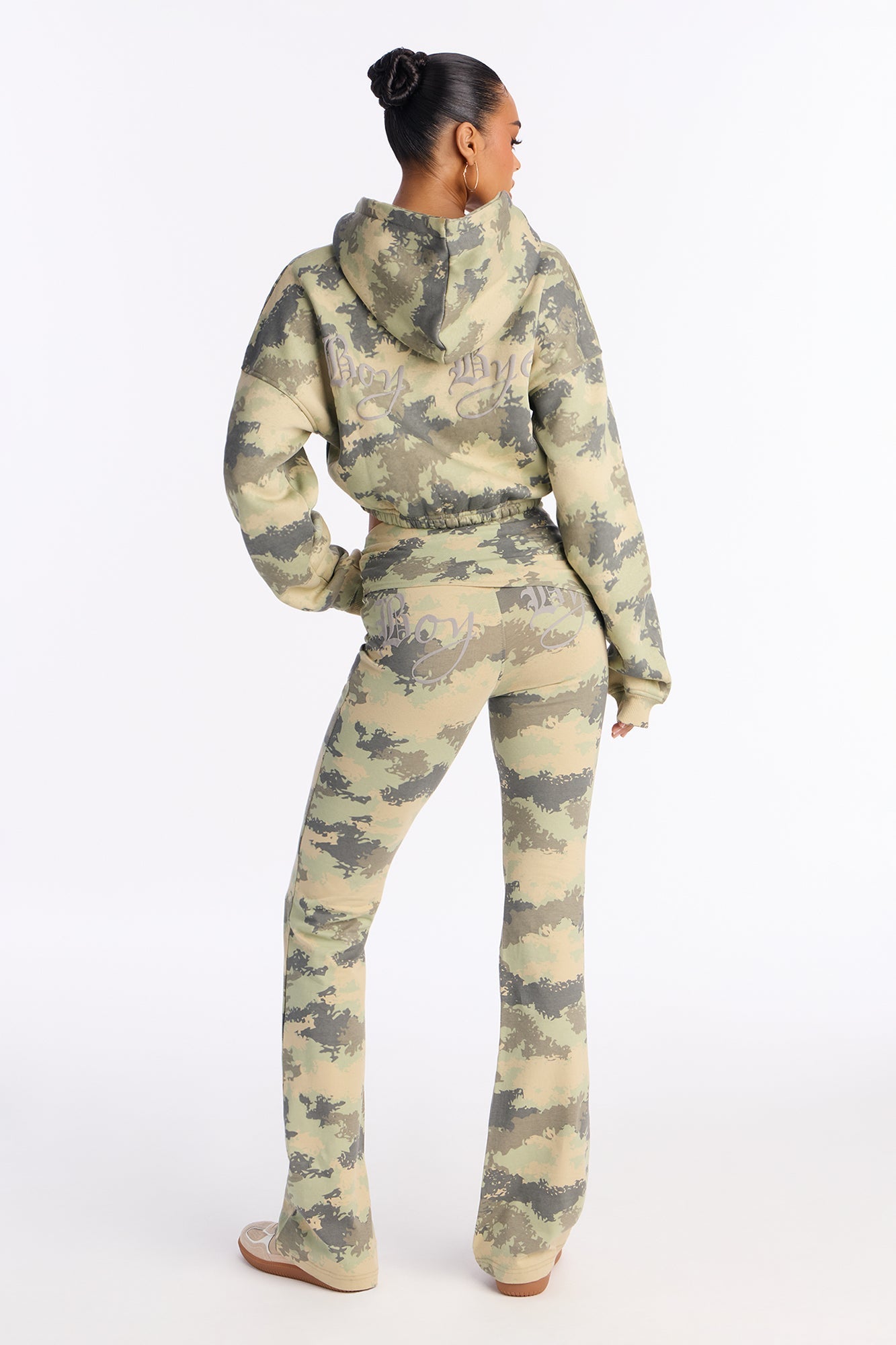 Boy Bye Fleece Camo Flare Leg Pant Set - Olive