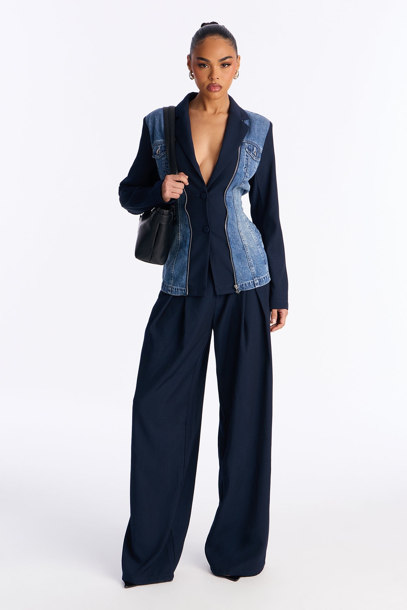 Tall Cityscape Remix Blazer Pant Set - Navy