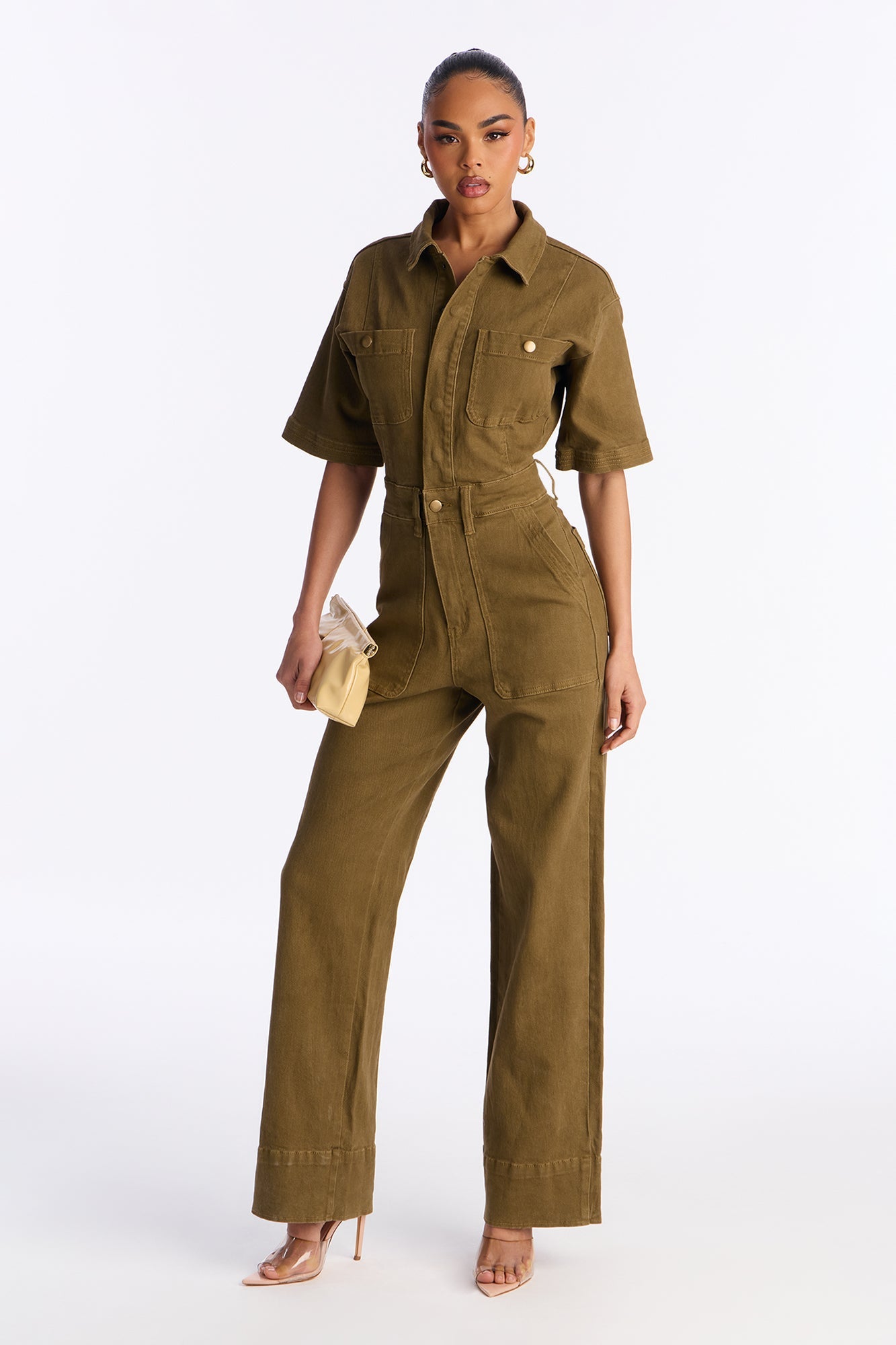 Marisol Twill Utility Jumpsuit - Olive