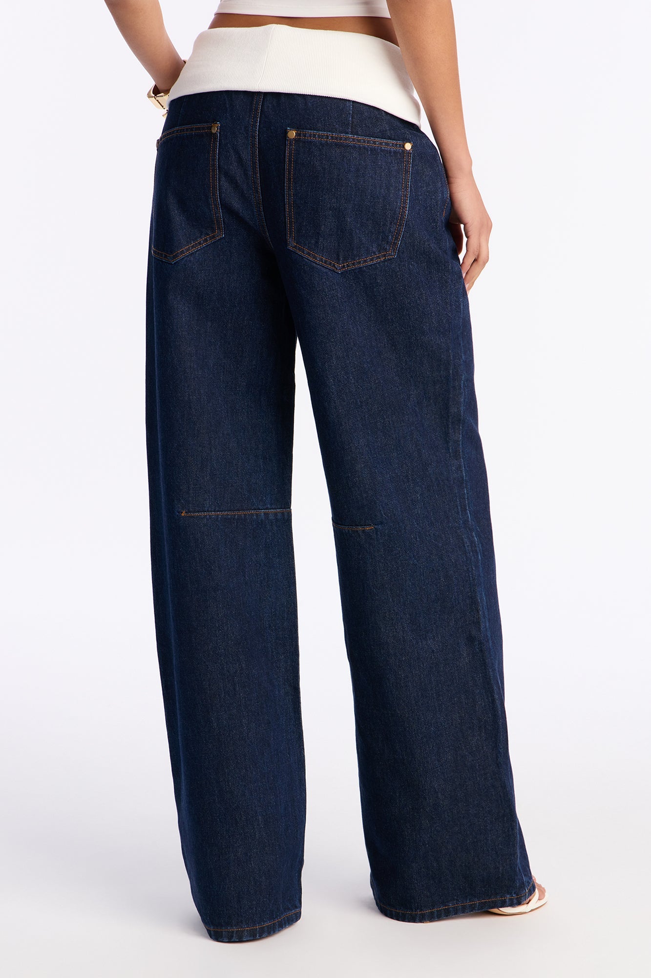 Fairmont Foldover Wide Leg Jeans - Dark Wash