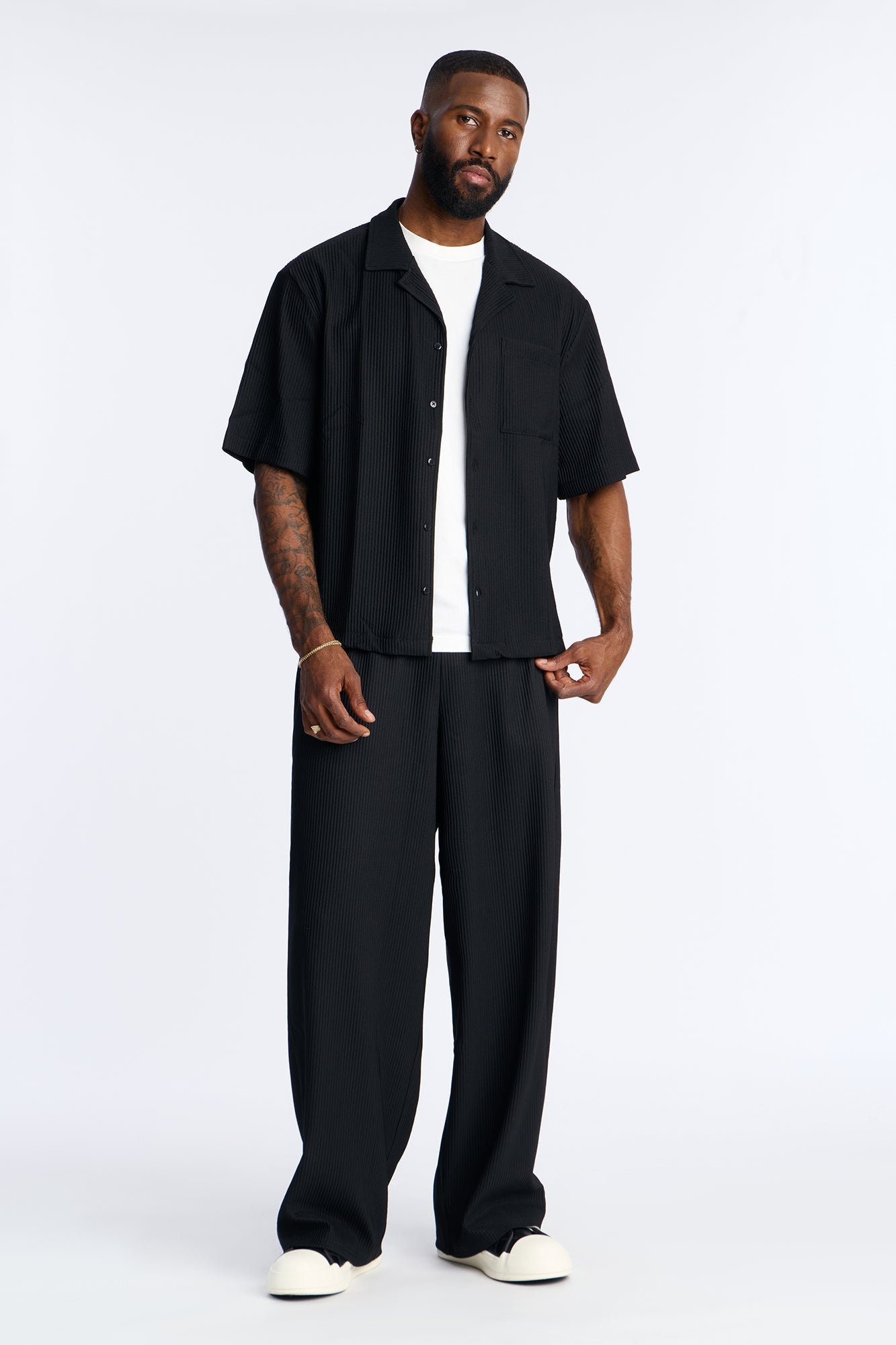 Show Up Short Sleeve Cuban Shirt - Black