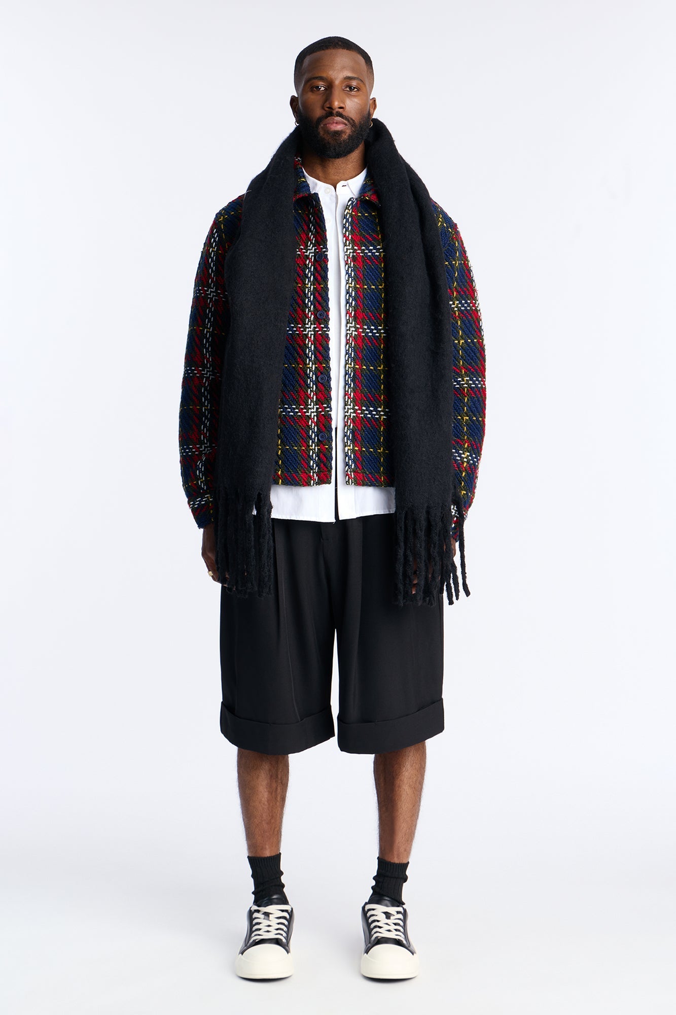 Cropped Nepal Button Up Shirt - Navy