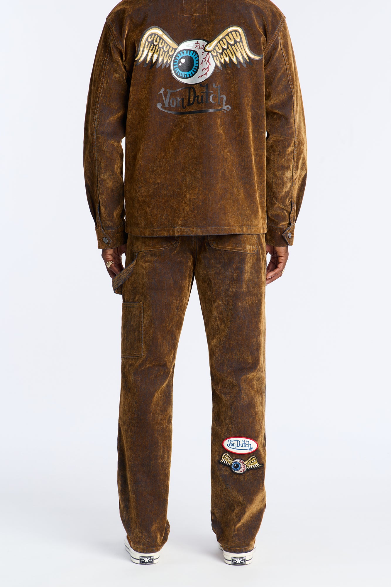 Von Dutch Straight Flocked Double Knee Jean - Brown