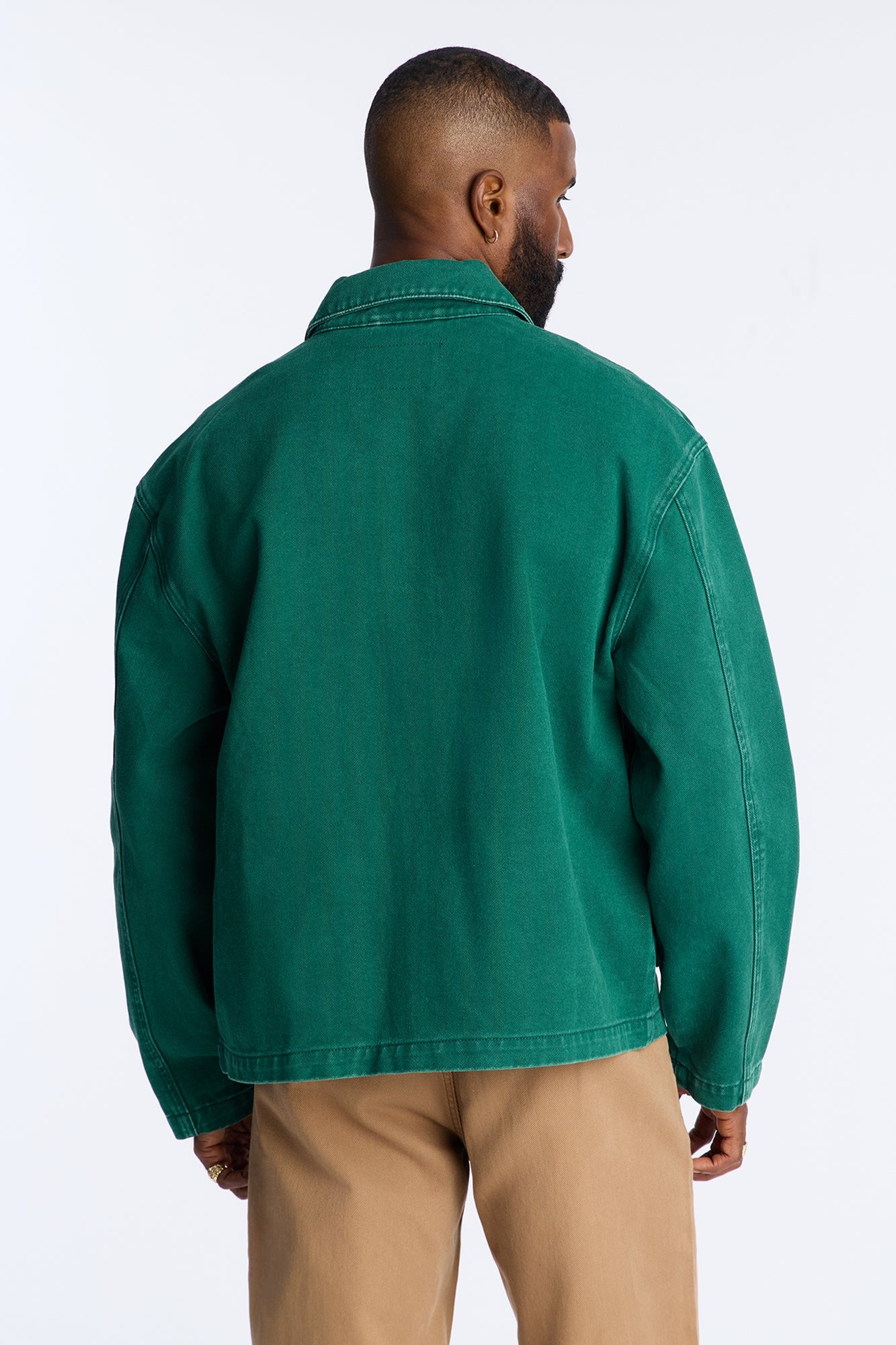 Relaxed Canvas Utility Work Jacket - Green
