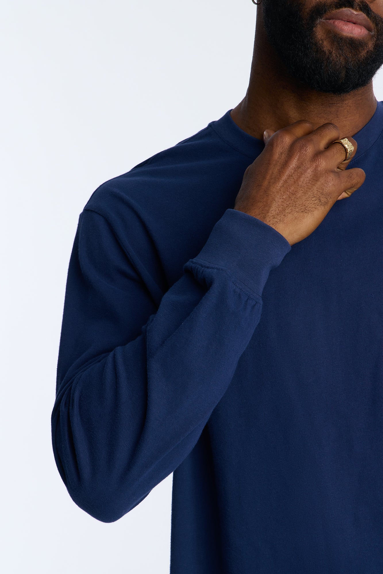 Brushed Relaxed Cotton Tee - Navy