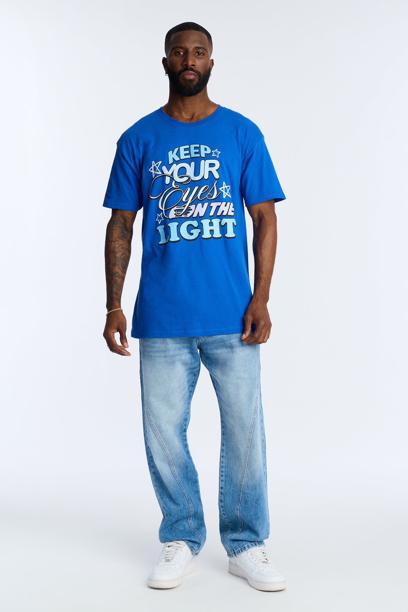 Keep Your Eyes On The Light Short Sleeve Tee - Blue