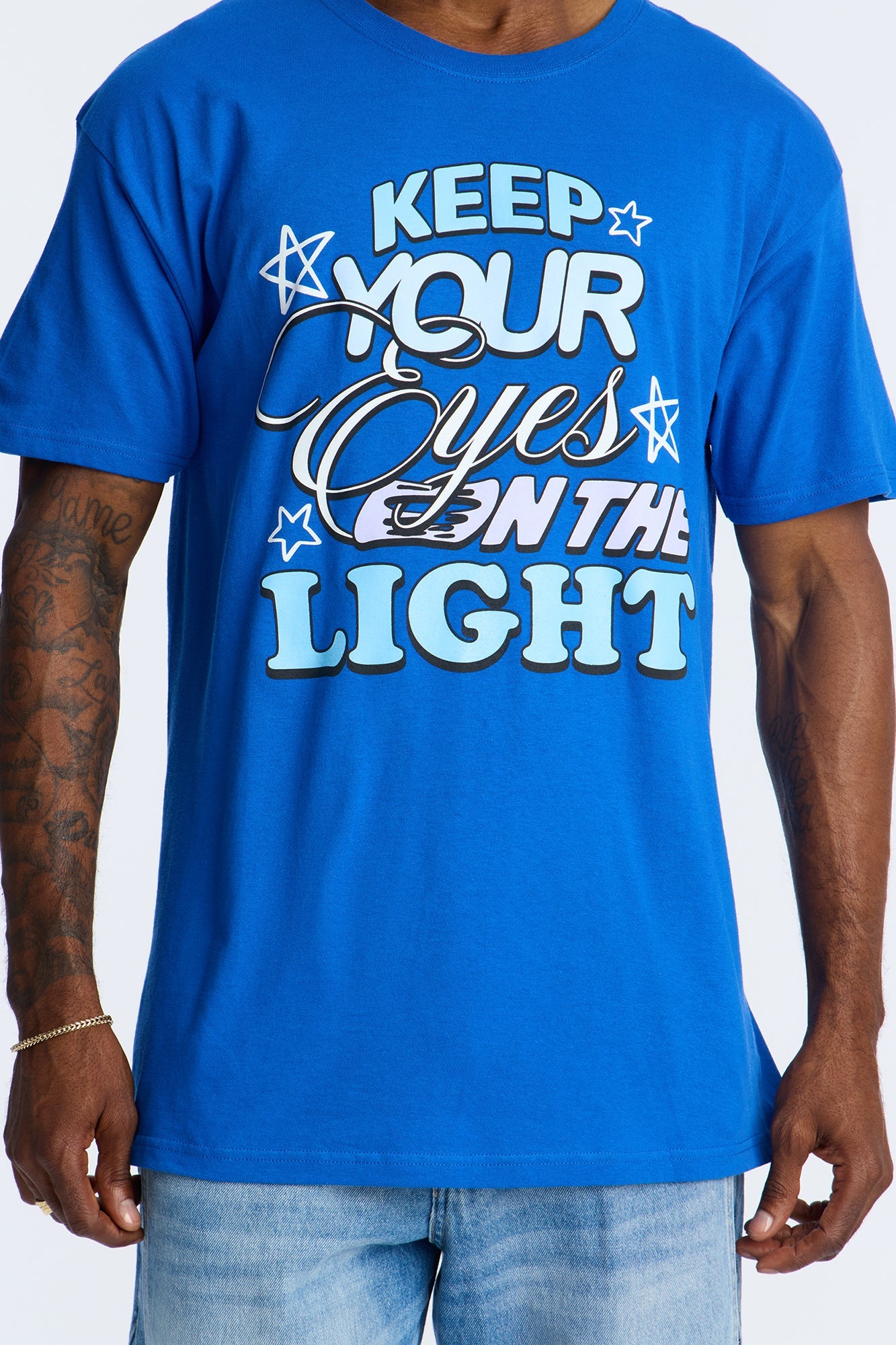 Keep Your Eyes On The Light Short Sleeve Tee - Blue