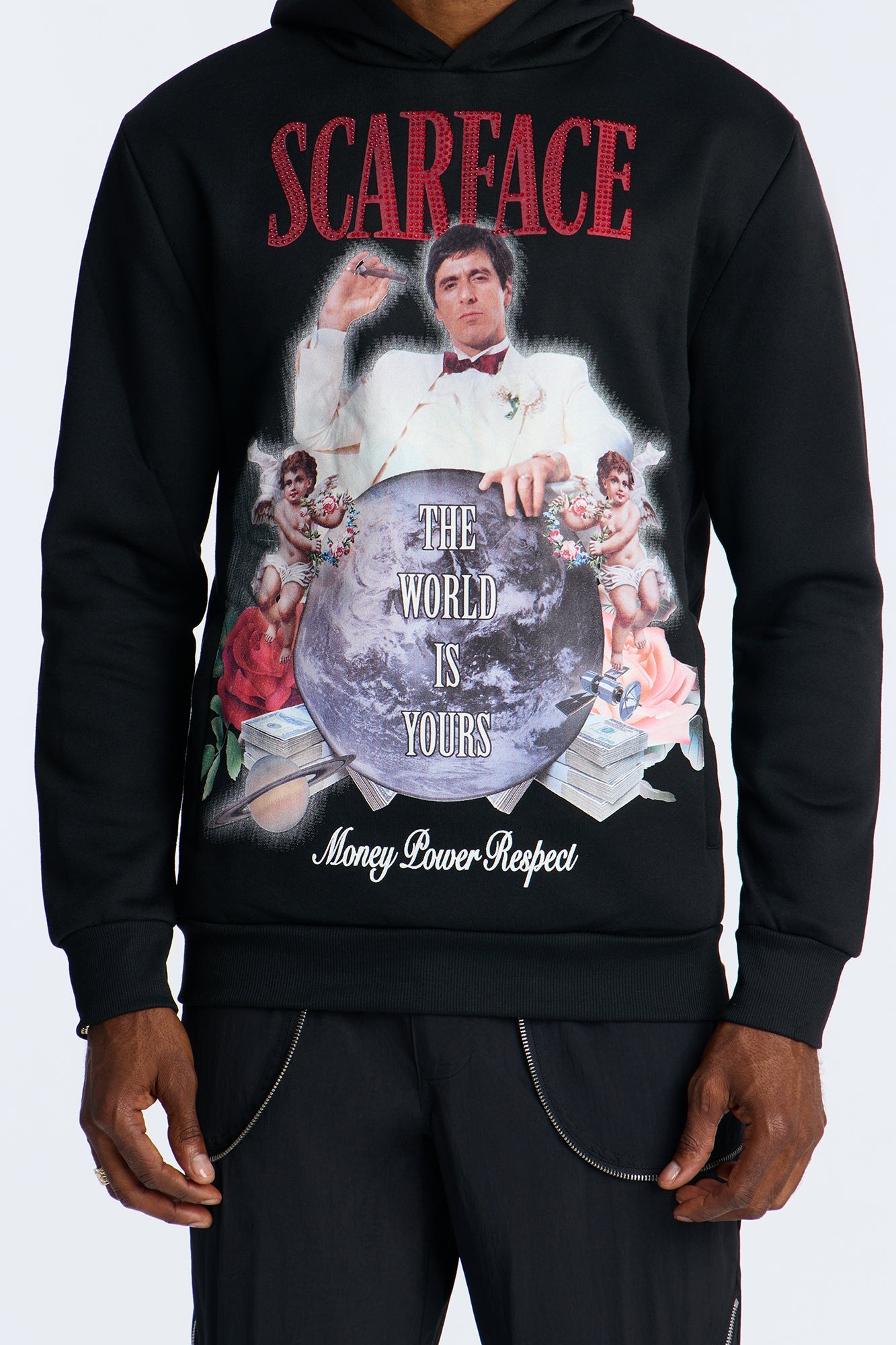 Scarface The World Is Yours Rhinestone Hoodie - Black