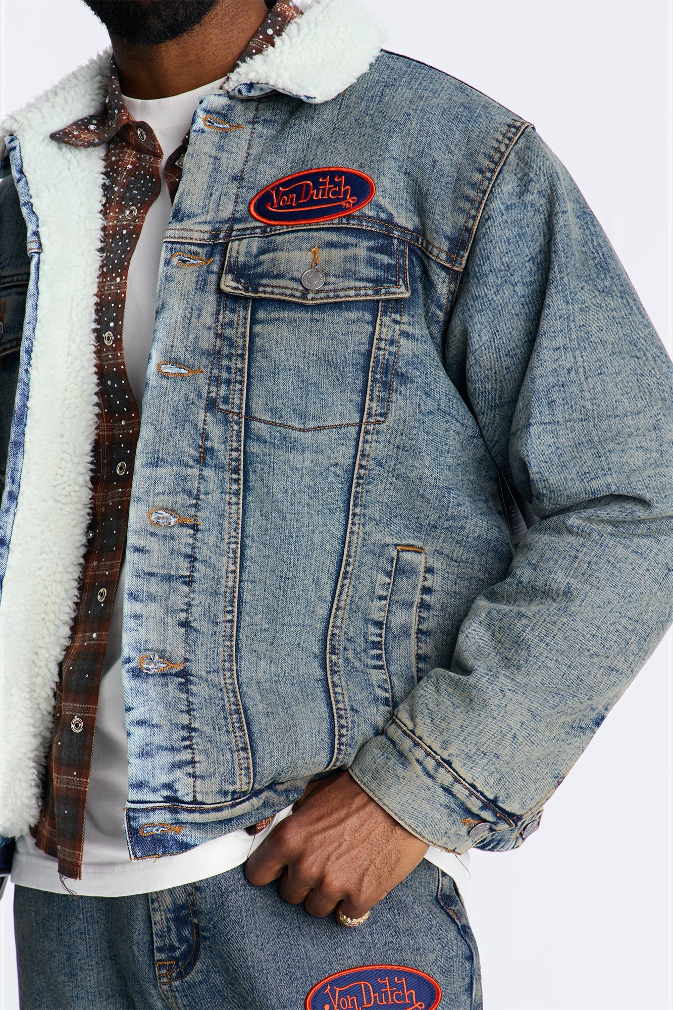 Von Dutch Pinston Denim Trucker Jacket - Vintage Wash