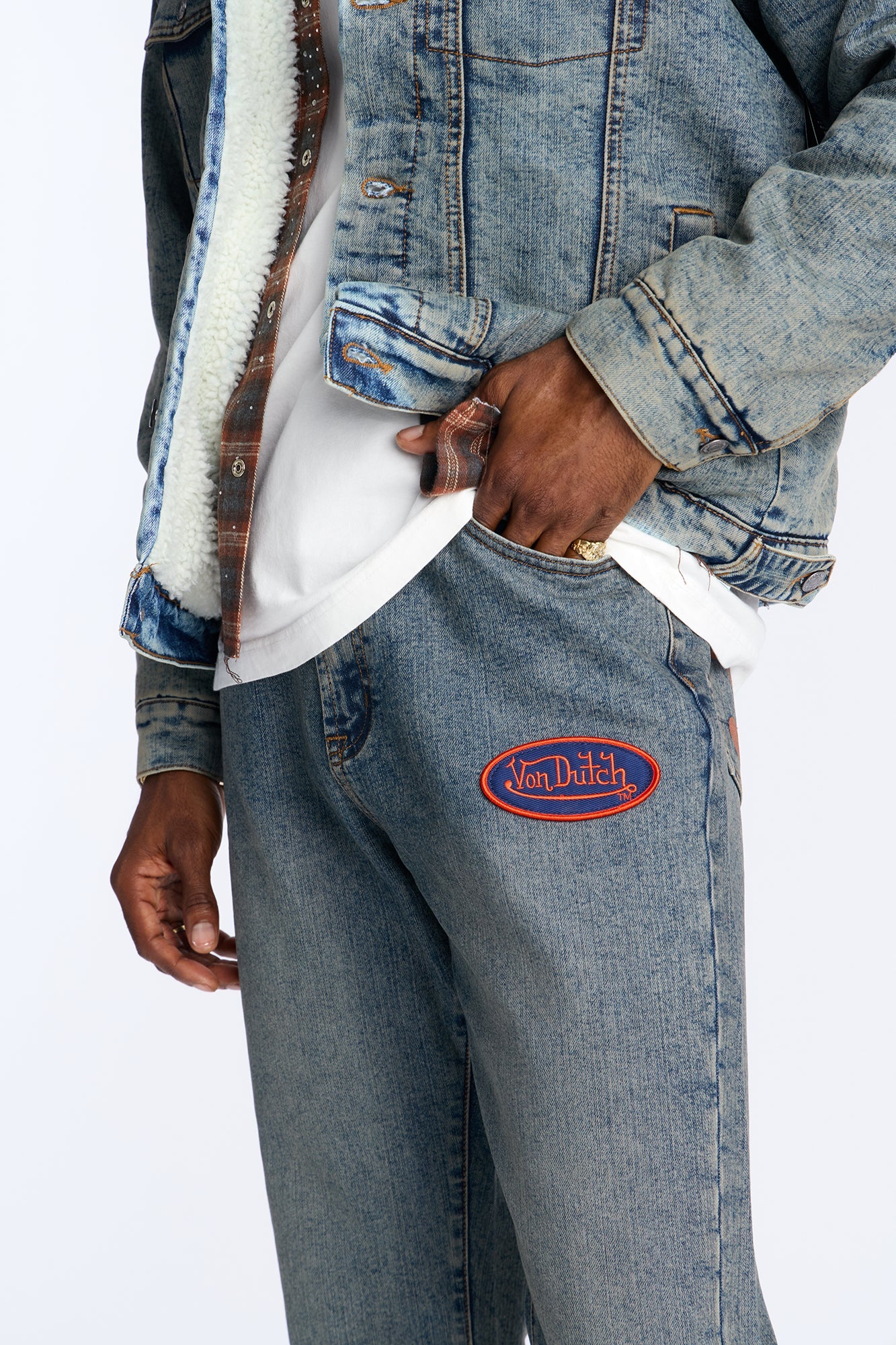 Von Dutch Pinston Denim Trucker Jacket - Vintage Wash