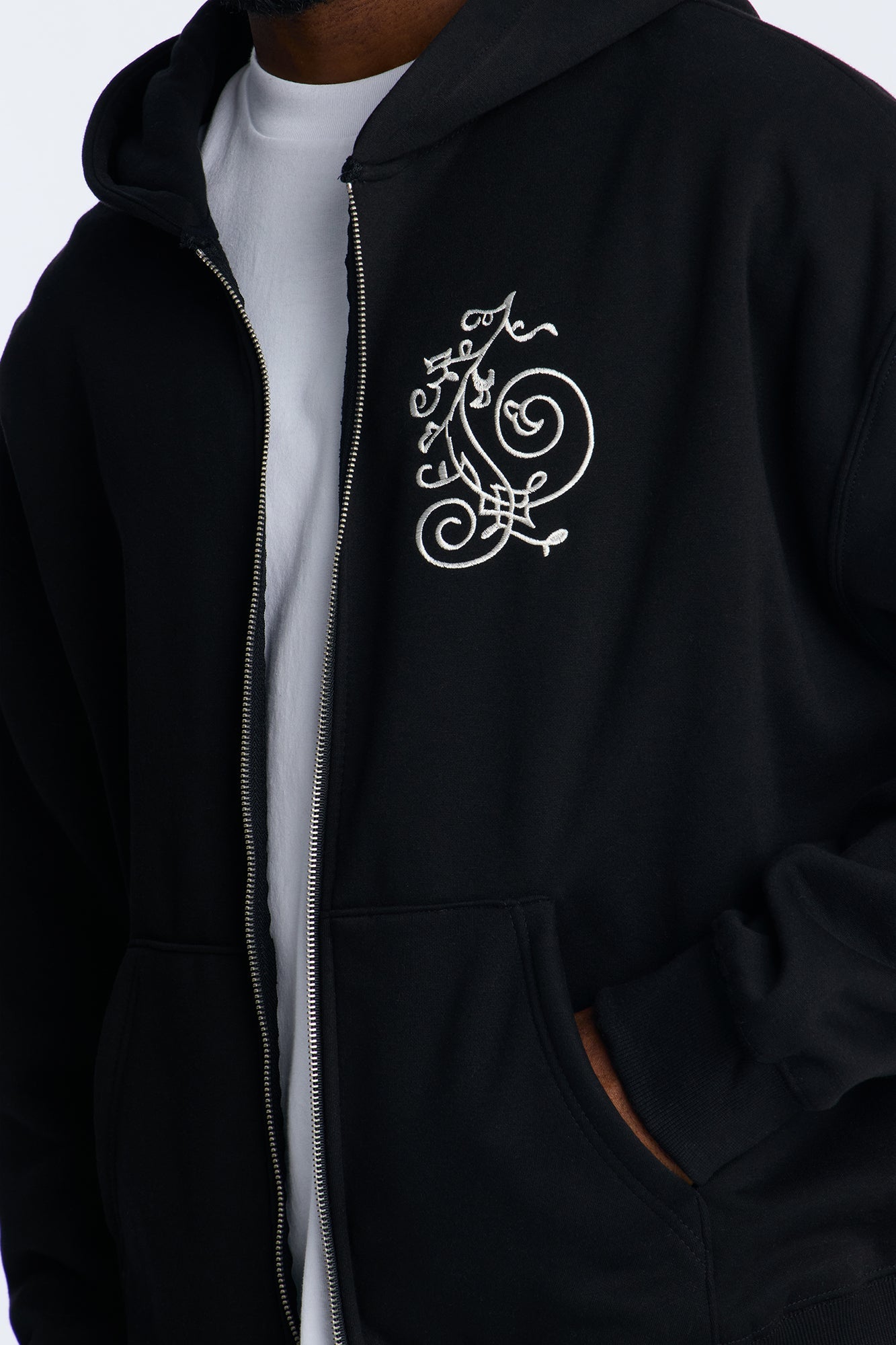 Angelic Tunes Oversized Heavyweight Zip Up Hoodie - Black