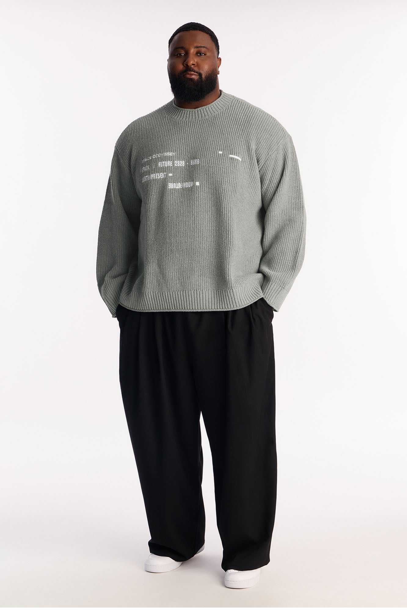 Extreme Space Cable Knit Sweater - Grey