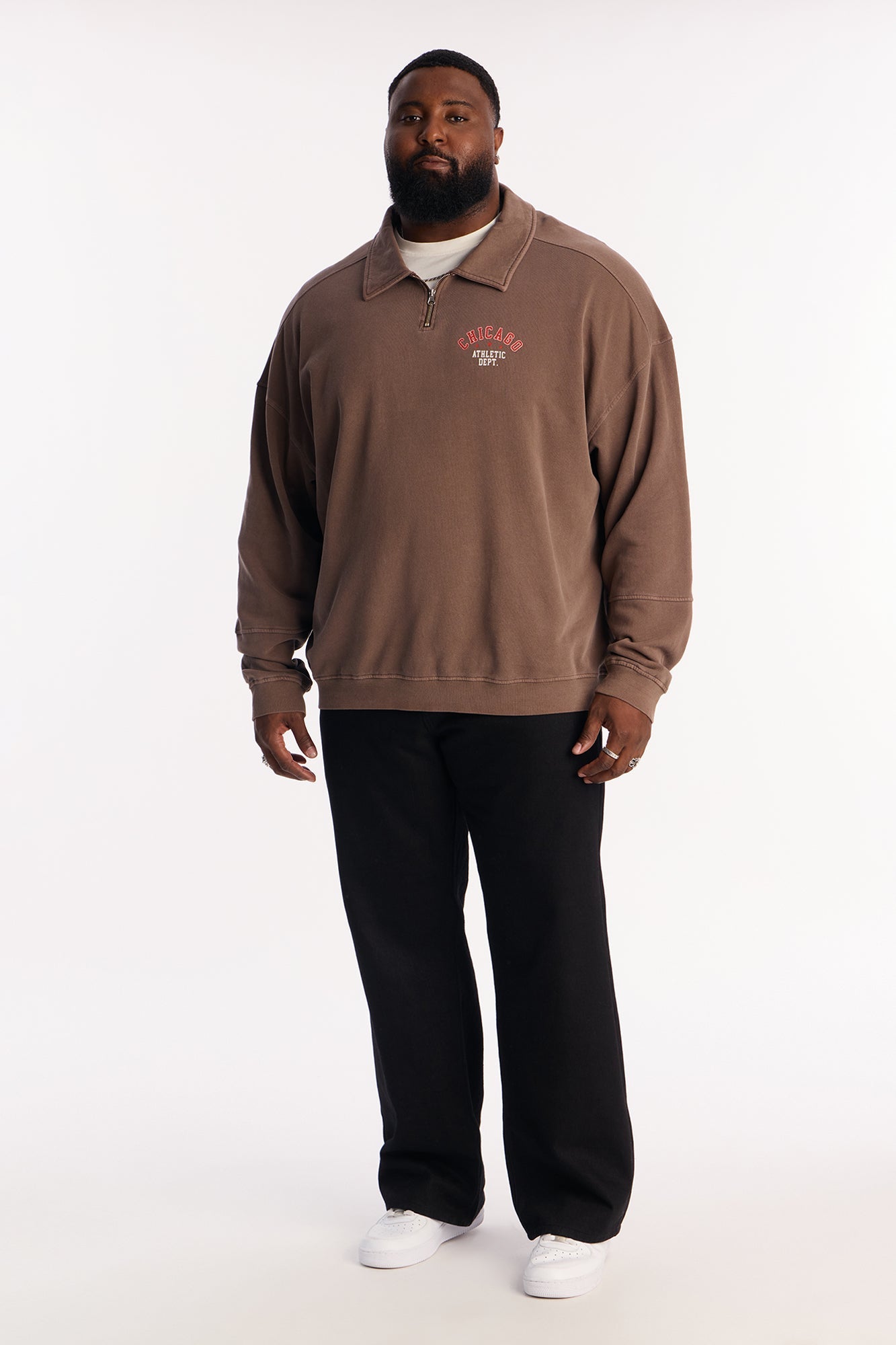 Chicago Athletic Dept Long Sleeve Polo - Brown