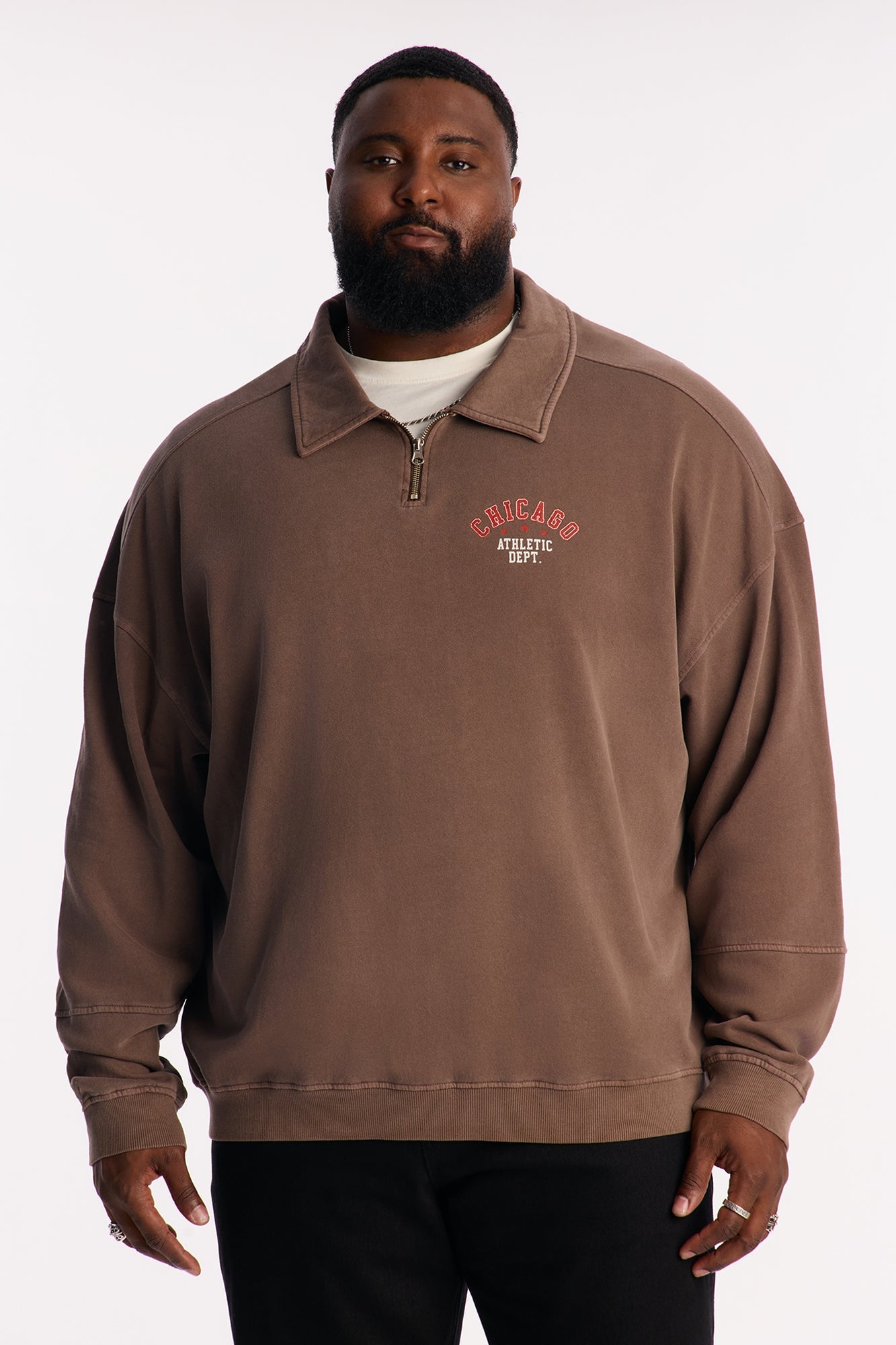 Chicago Athletic Dept Long Sleeve Polo - Brown