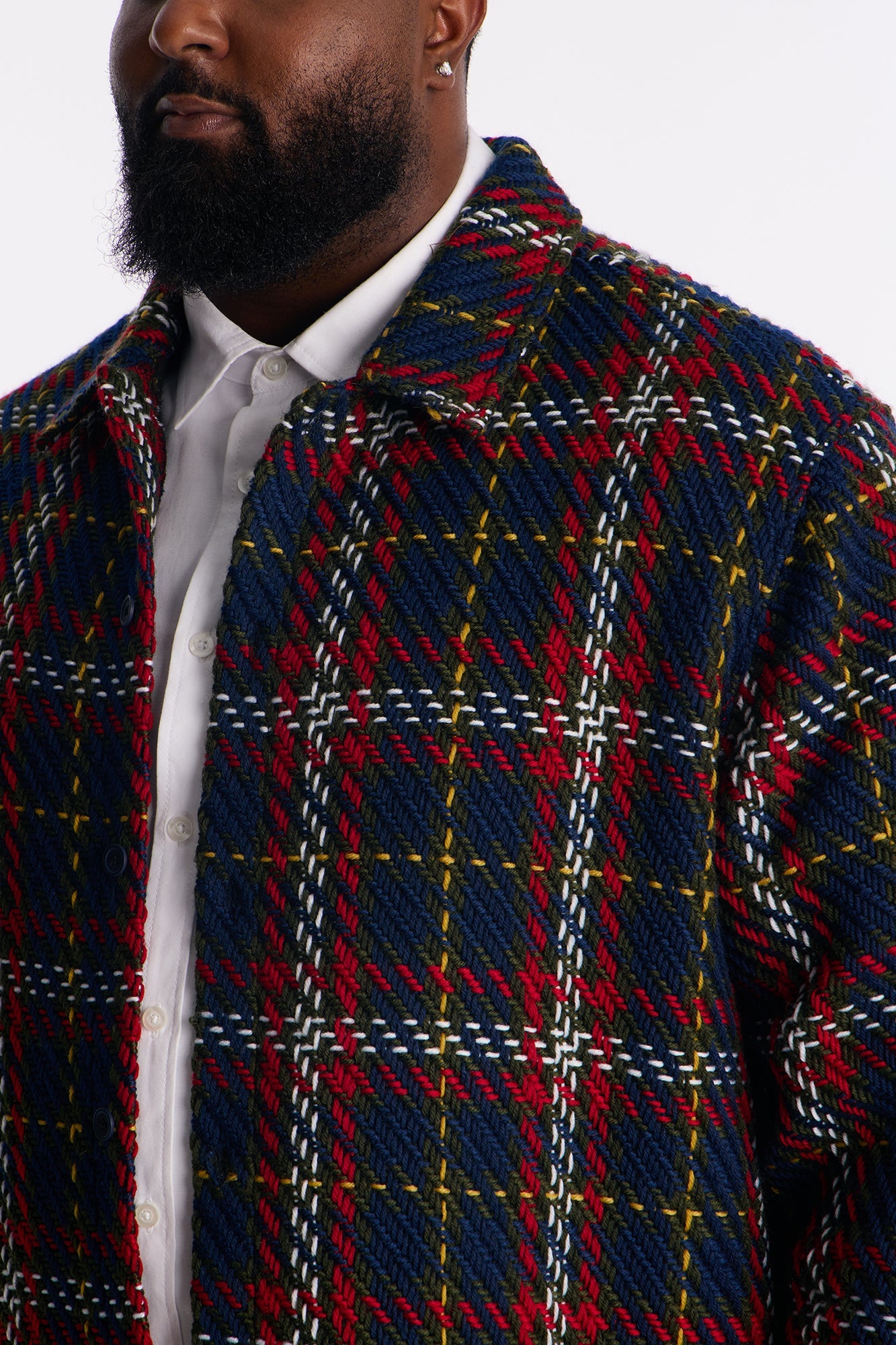Cropped Nepal Button Up Shirt - Navy