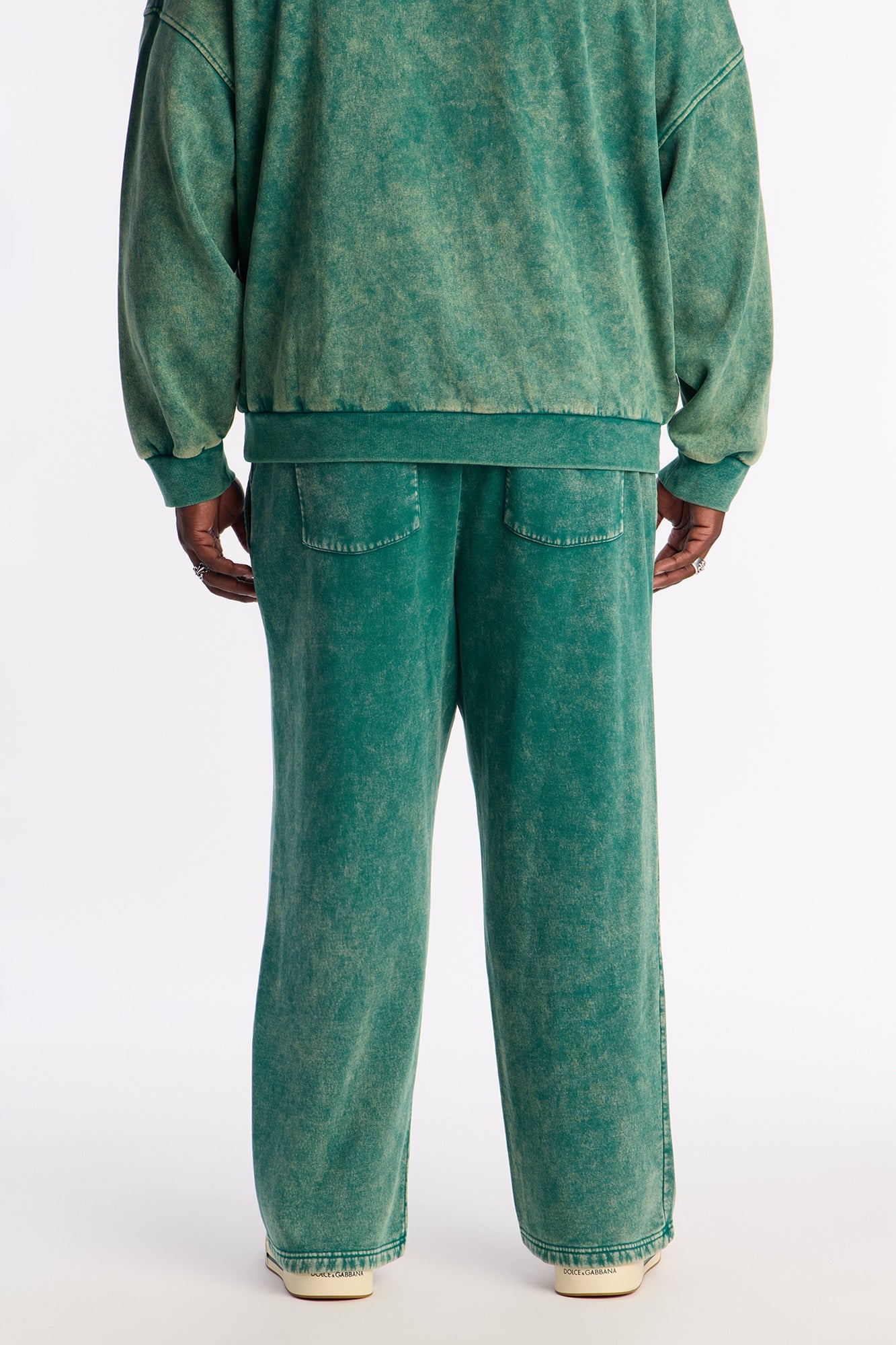Heavy Wash Straight Sweatpants - Green
