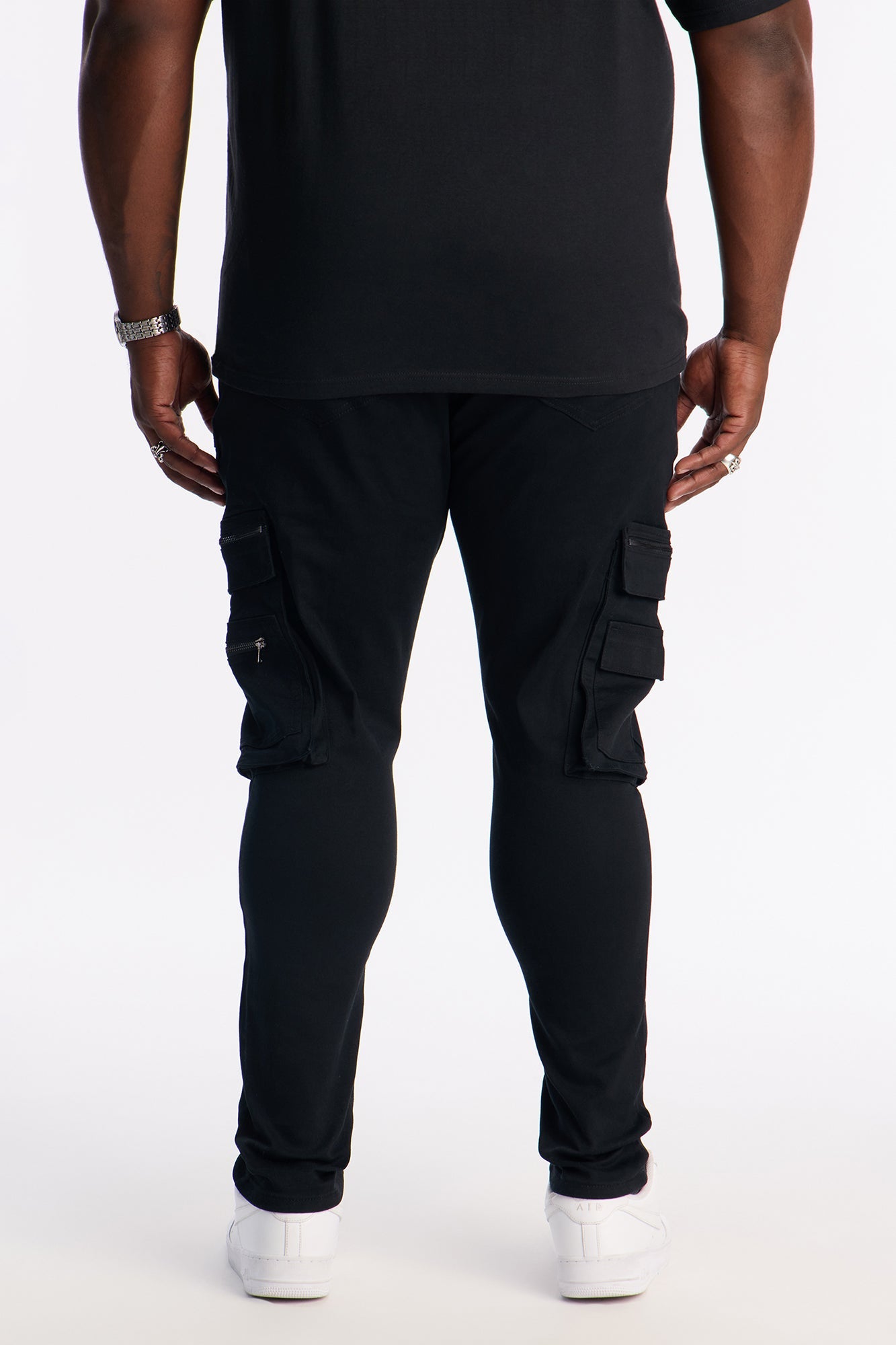 Stacked Skinny Take A Stroll Cargo Zipper Jean - Black