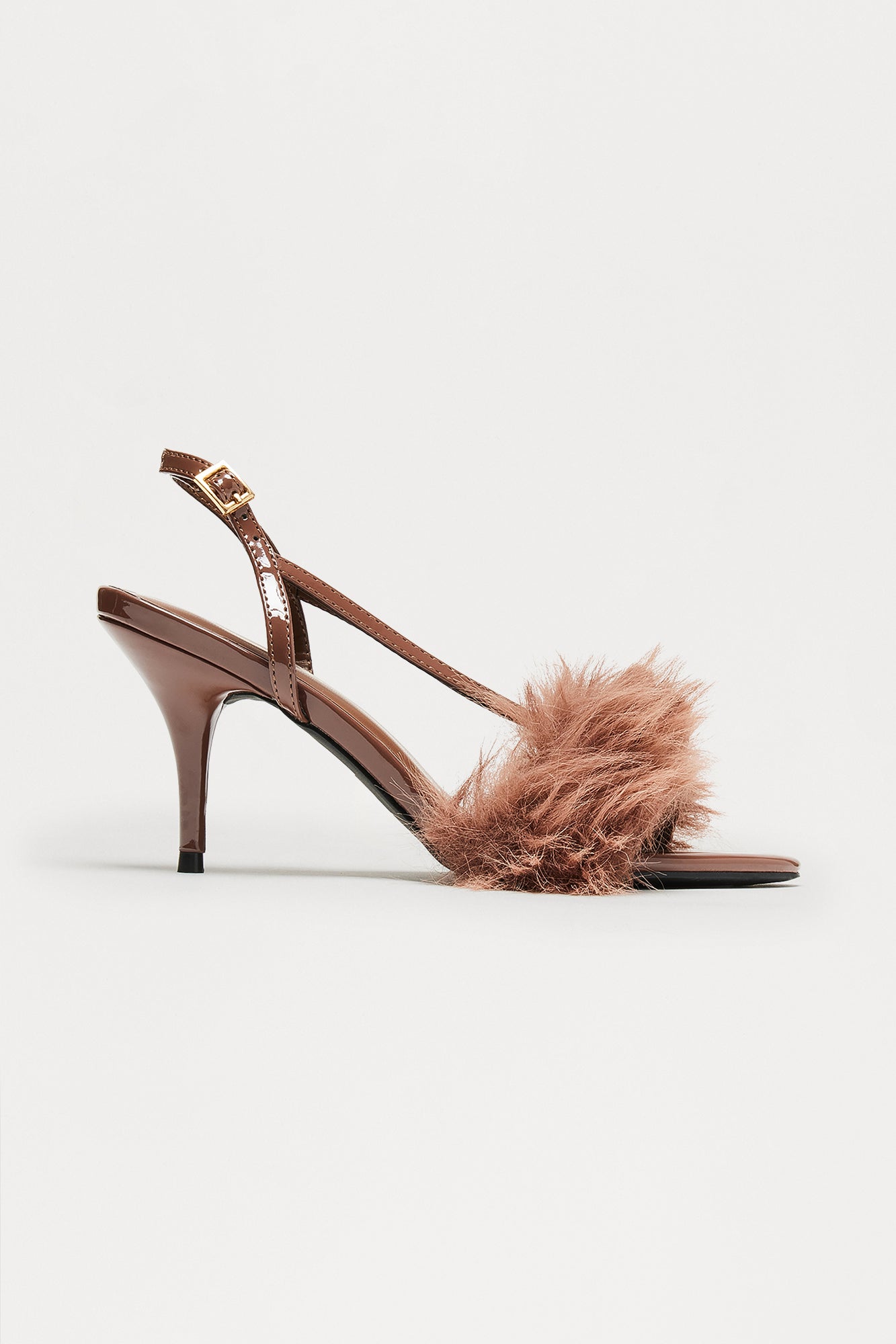 Mareem Faux Fur Slingback Heels - Chocolate