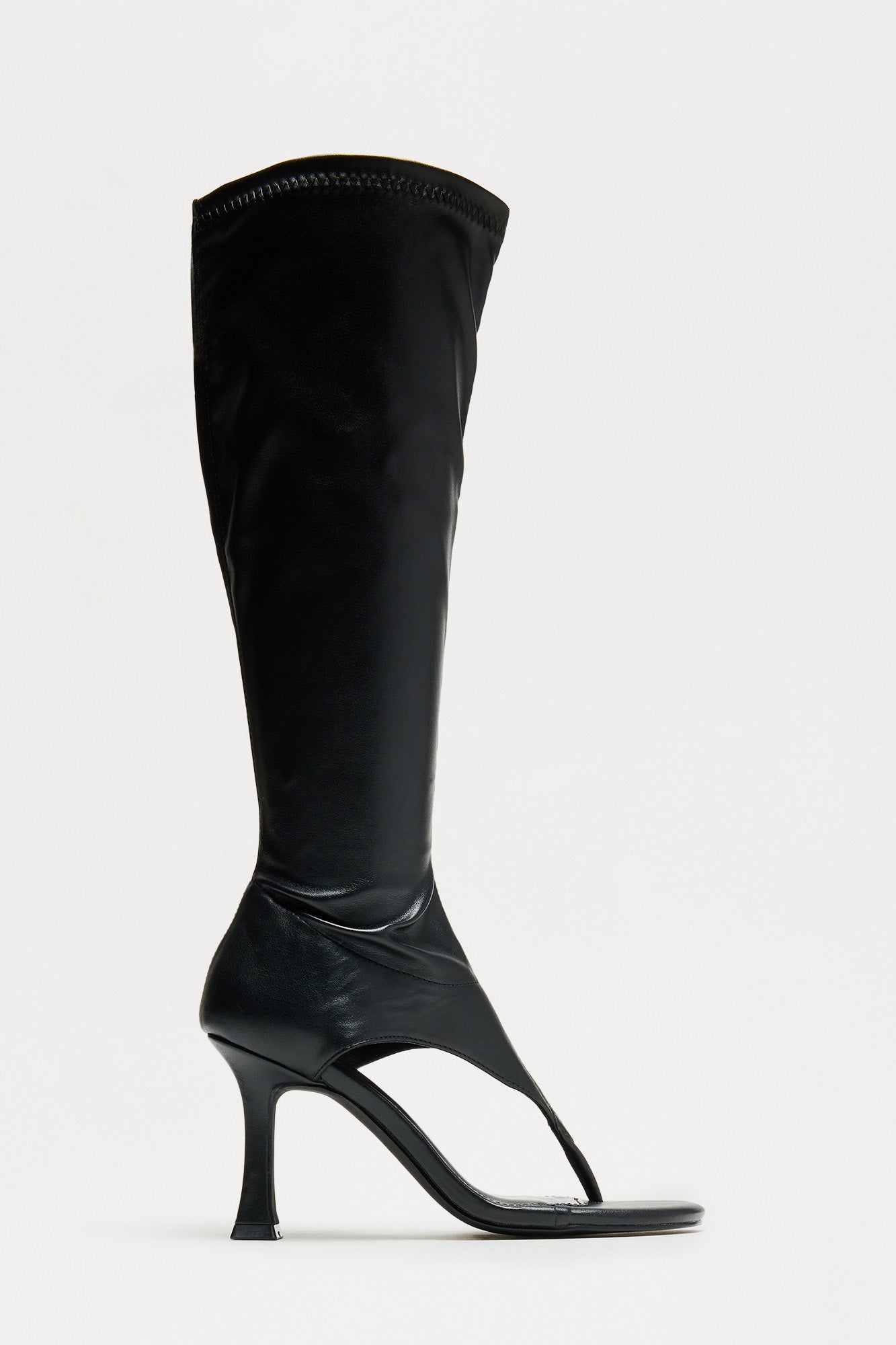 Sanyana Knee High Thong Boots - Black