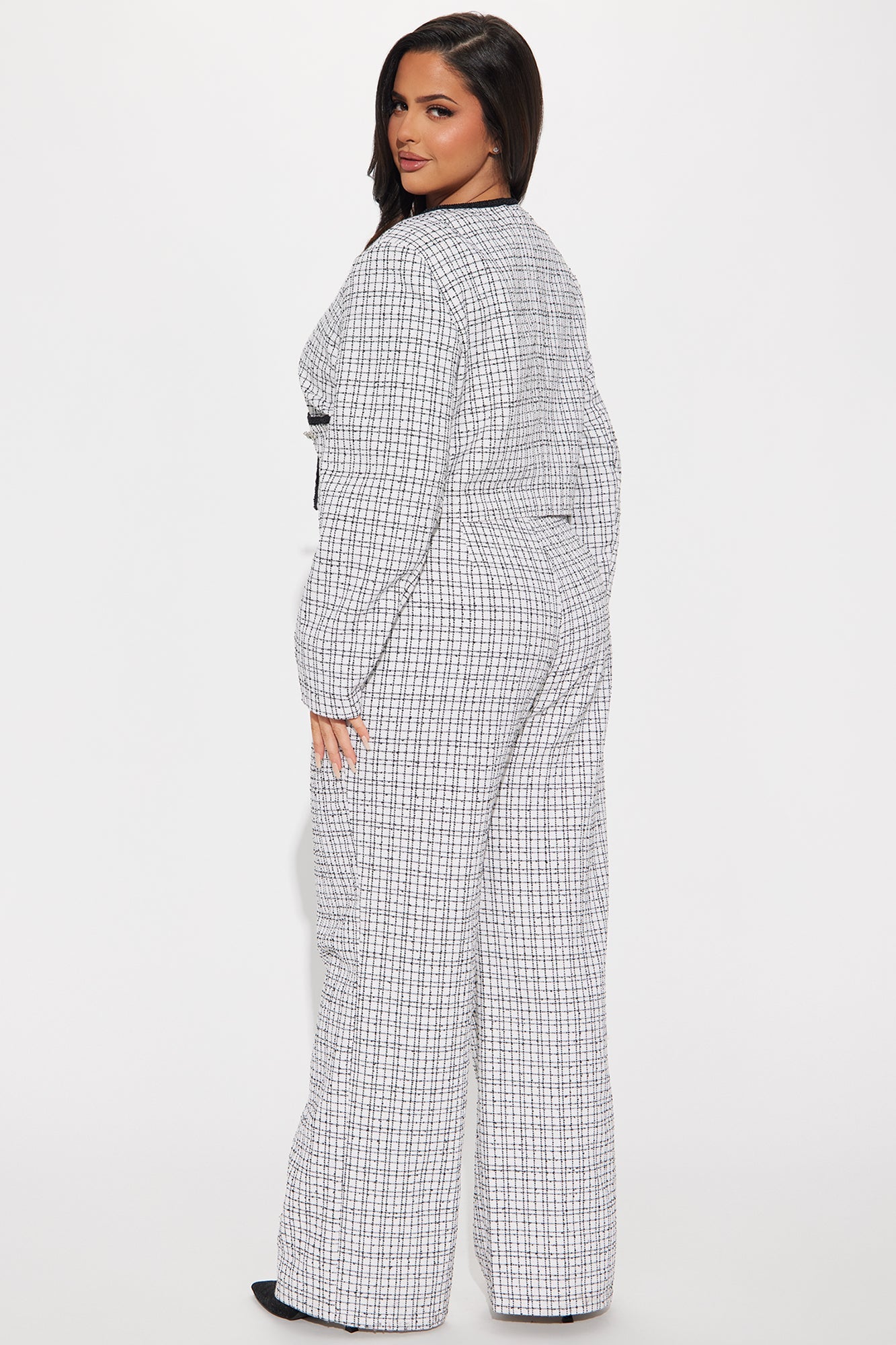 Tara Tweed Pant Set - Cream/combo