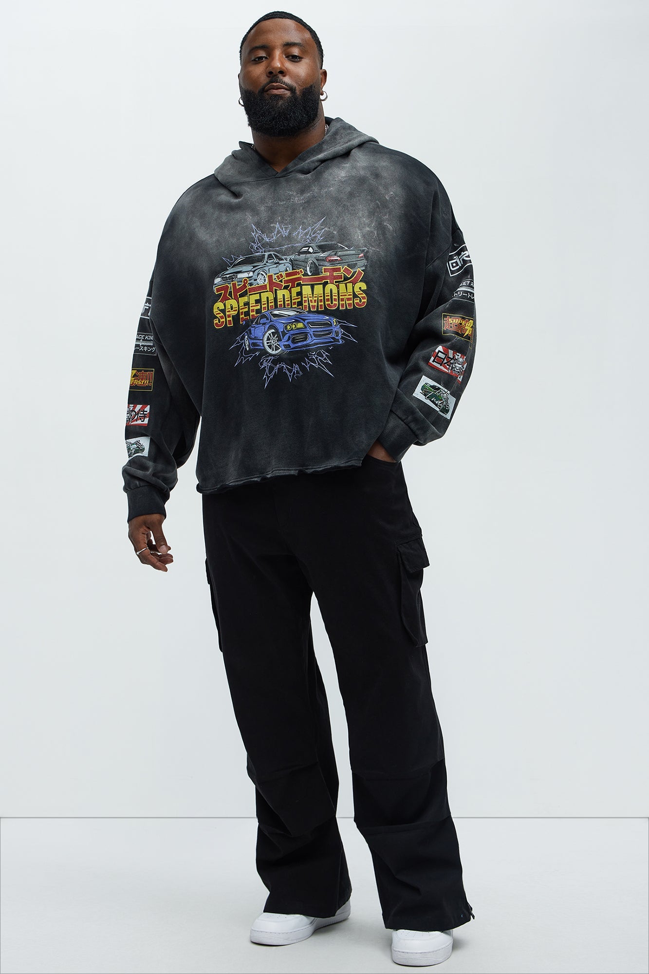 Tyson Speed Demons Boxy Hoodie - Black Wash