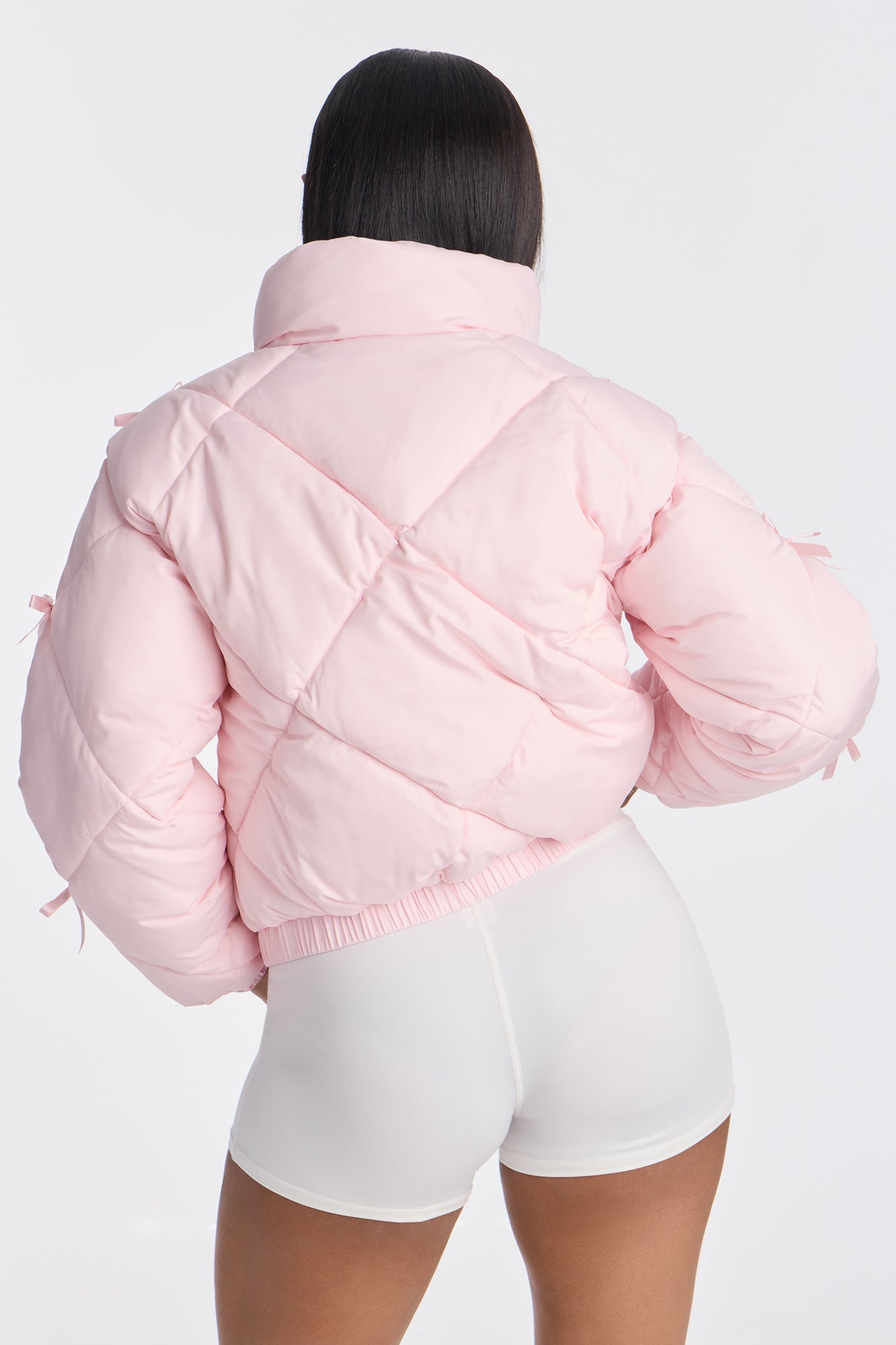 Cuteness Overload Bow Nylon Puffer Jacket - Pink