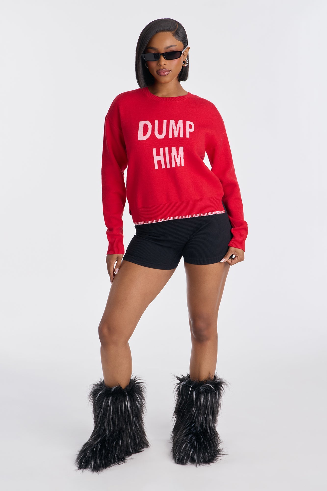 Dump Him Valentines Pullover Sweater - Red/combo