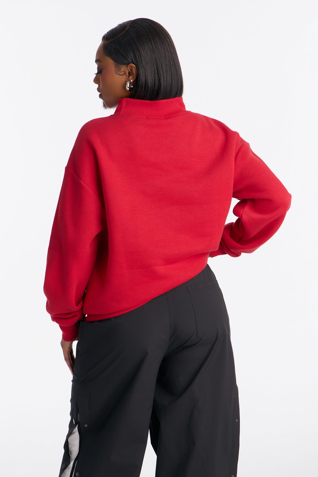 The Classic Mock Neck Sweatshirt - Red