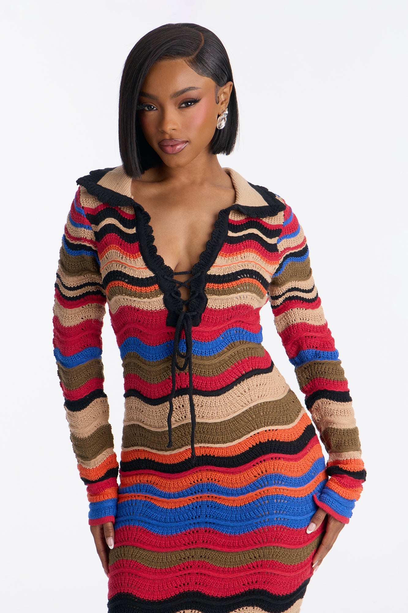 Yasmin Long Sleeve Sweater Maxi Dress - Multi Color