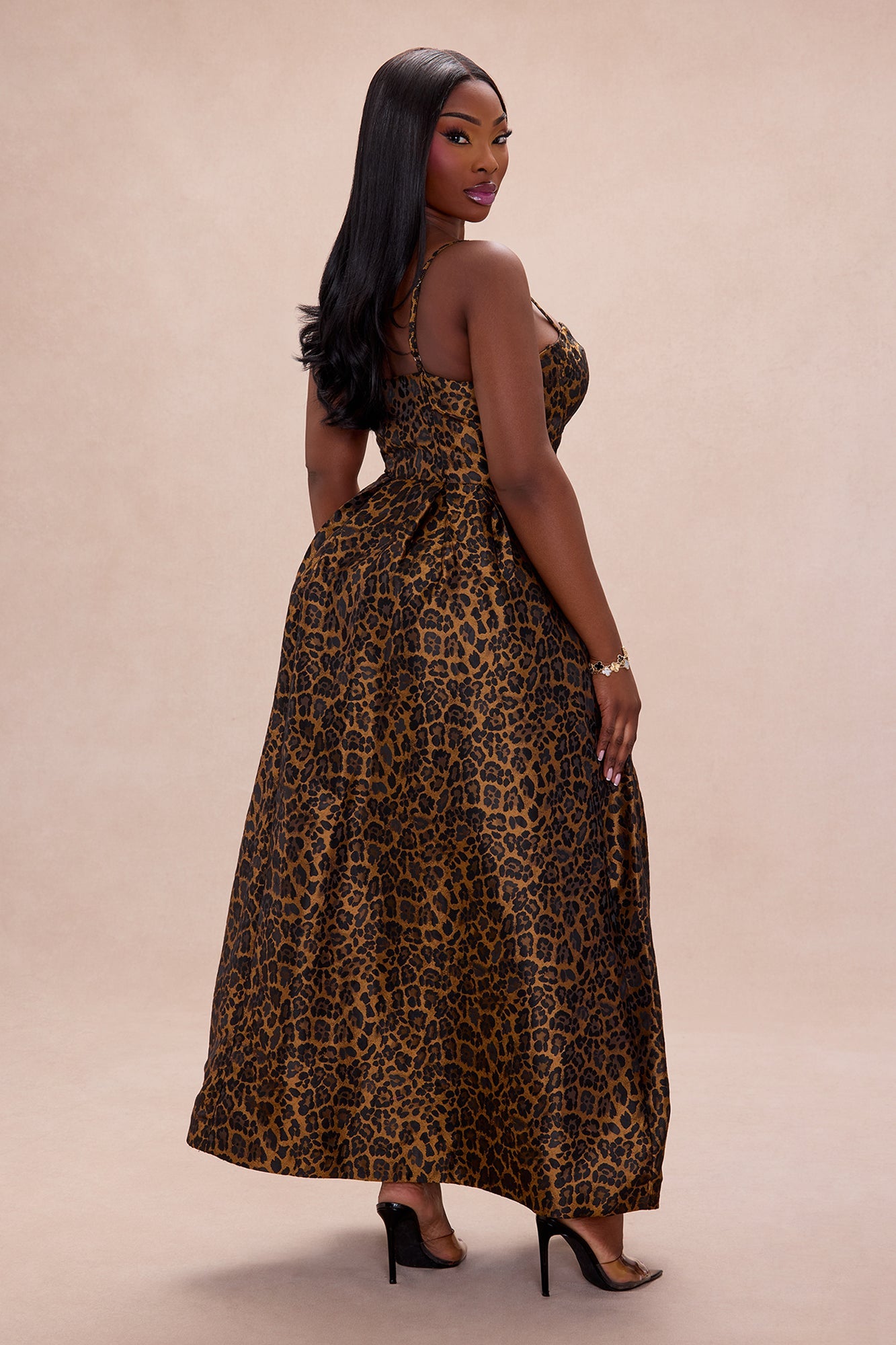Jessica Jacquard Leopard Midi Dress - Leopard
