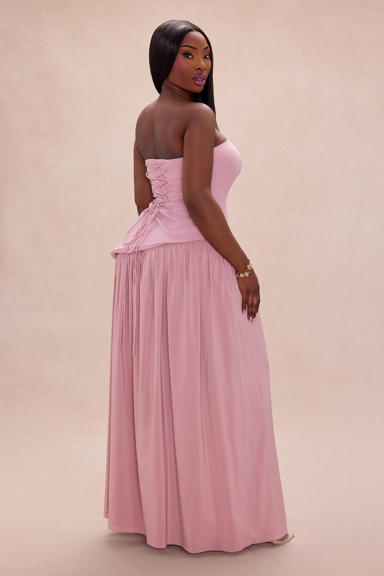 Romantic Dreams Strapless Maxi Gown - Mauve