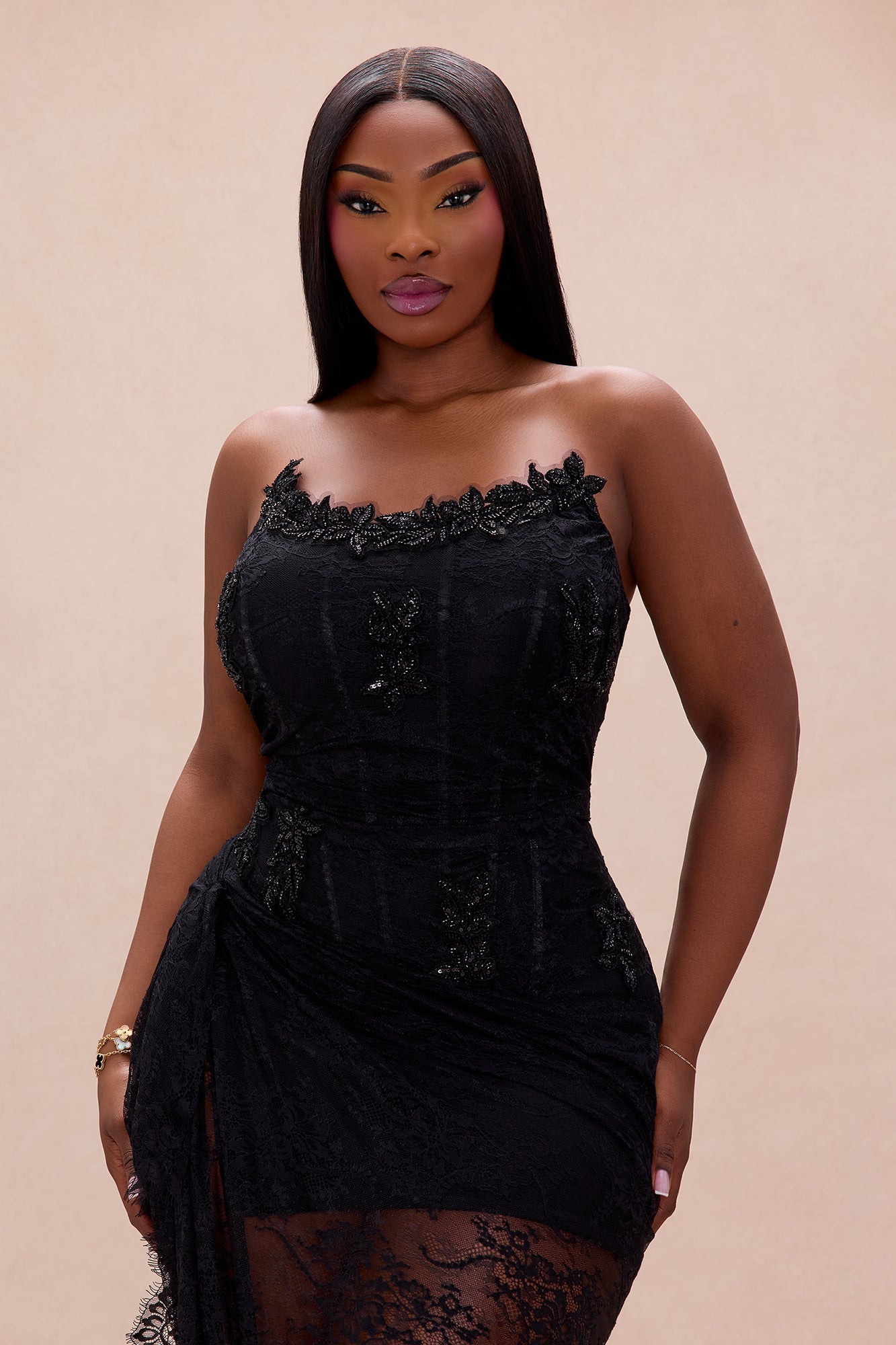 Sarah Lace Corset Gown - Black