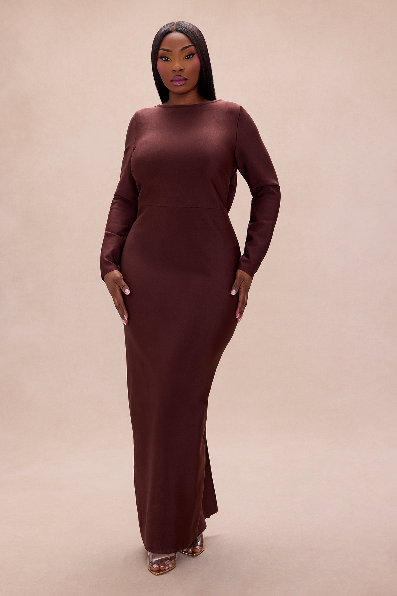 Mariella Backless Bandage Maxi Dress - Chocolate
