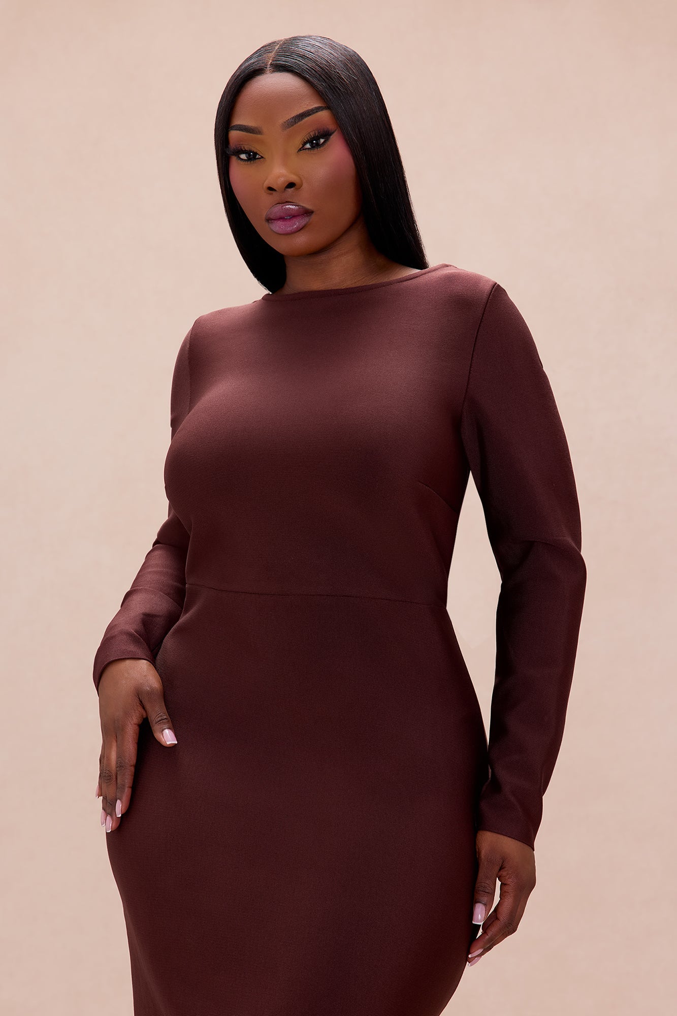 Mariella Backless Bandage Maxi Dress - Chocolate
