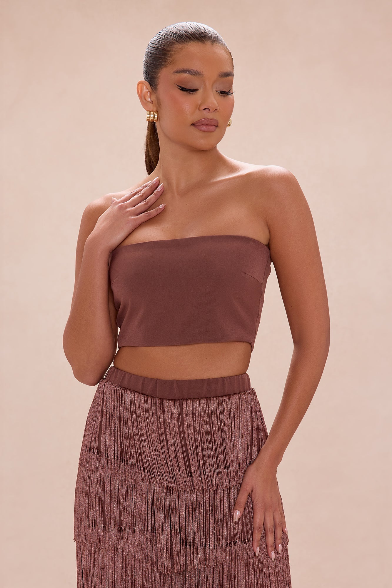 Dance All Night Fringe Pant Set - Chocolate
