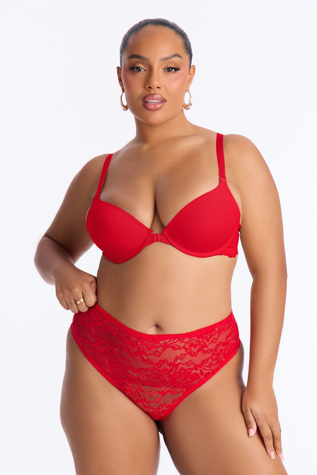 Stephania Lace Bikini Panty - Red
