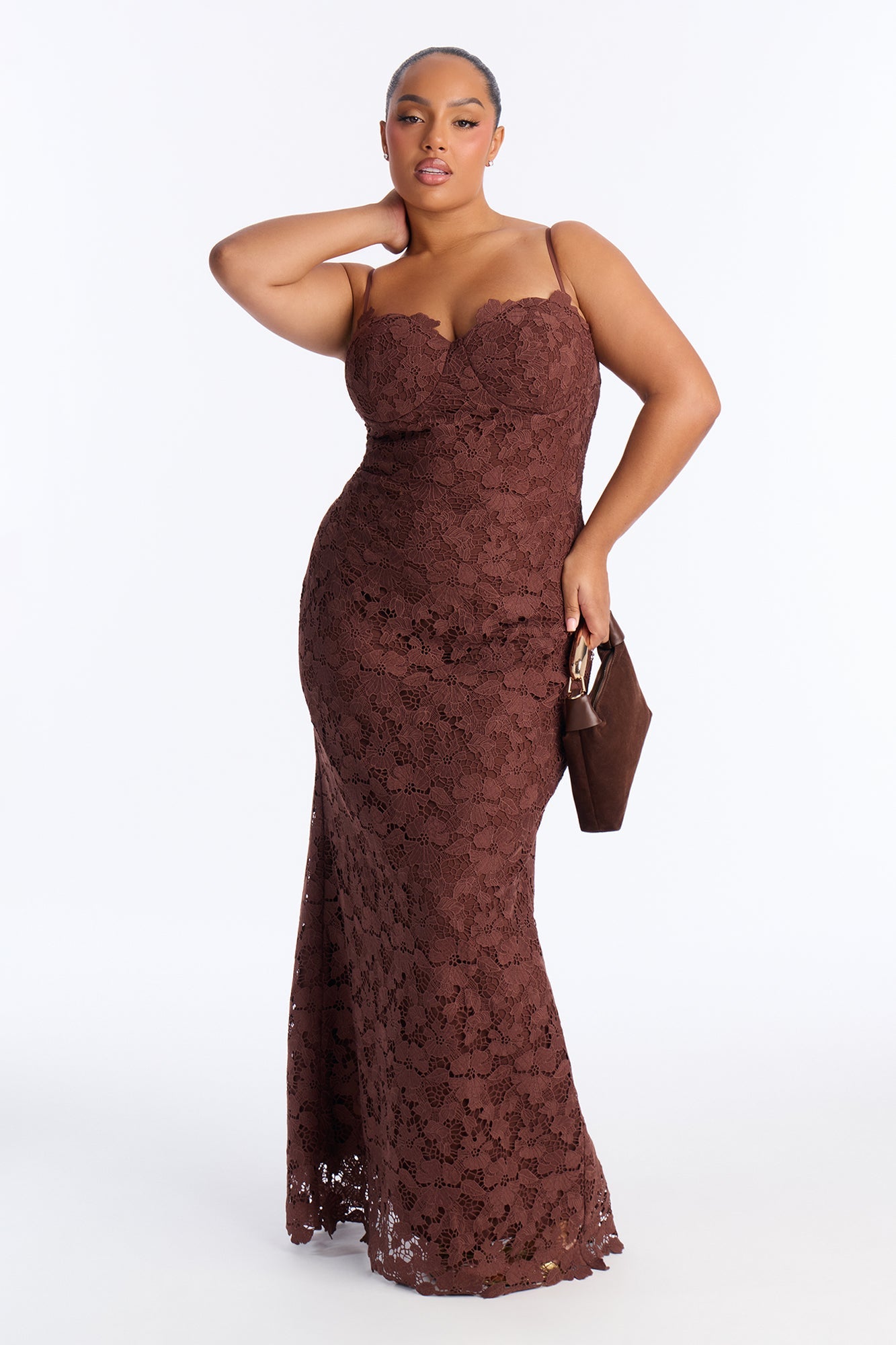 Leila Lace Maxi Dress - Chocolate