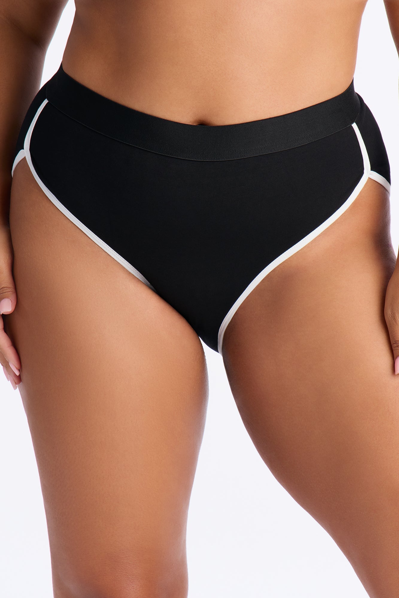 In My Comfort Zone Cotton Mid Rise Hipster - Black/White