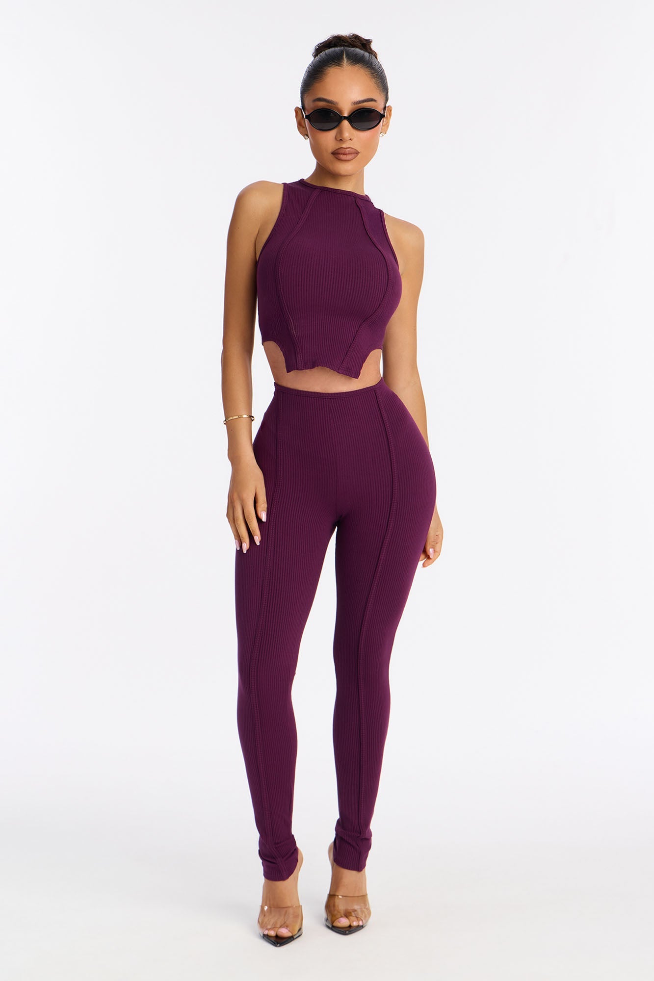 Nina Snatched Pant Set - Plum