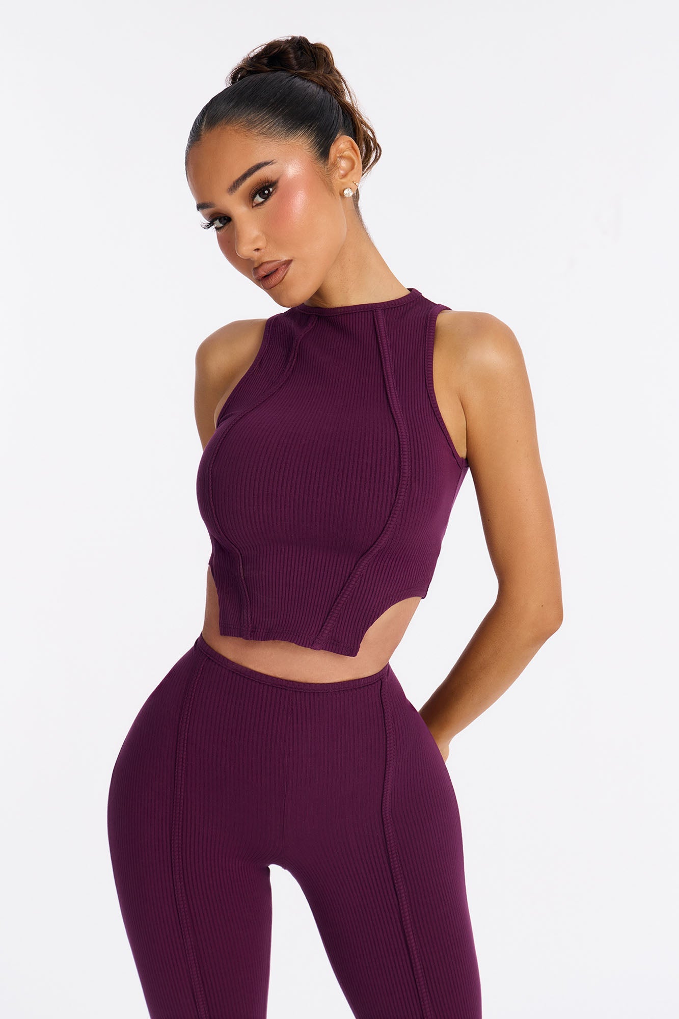Nina Snatched Pant Set - Plum