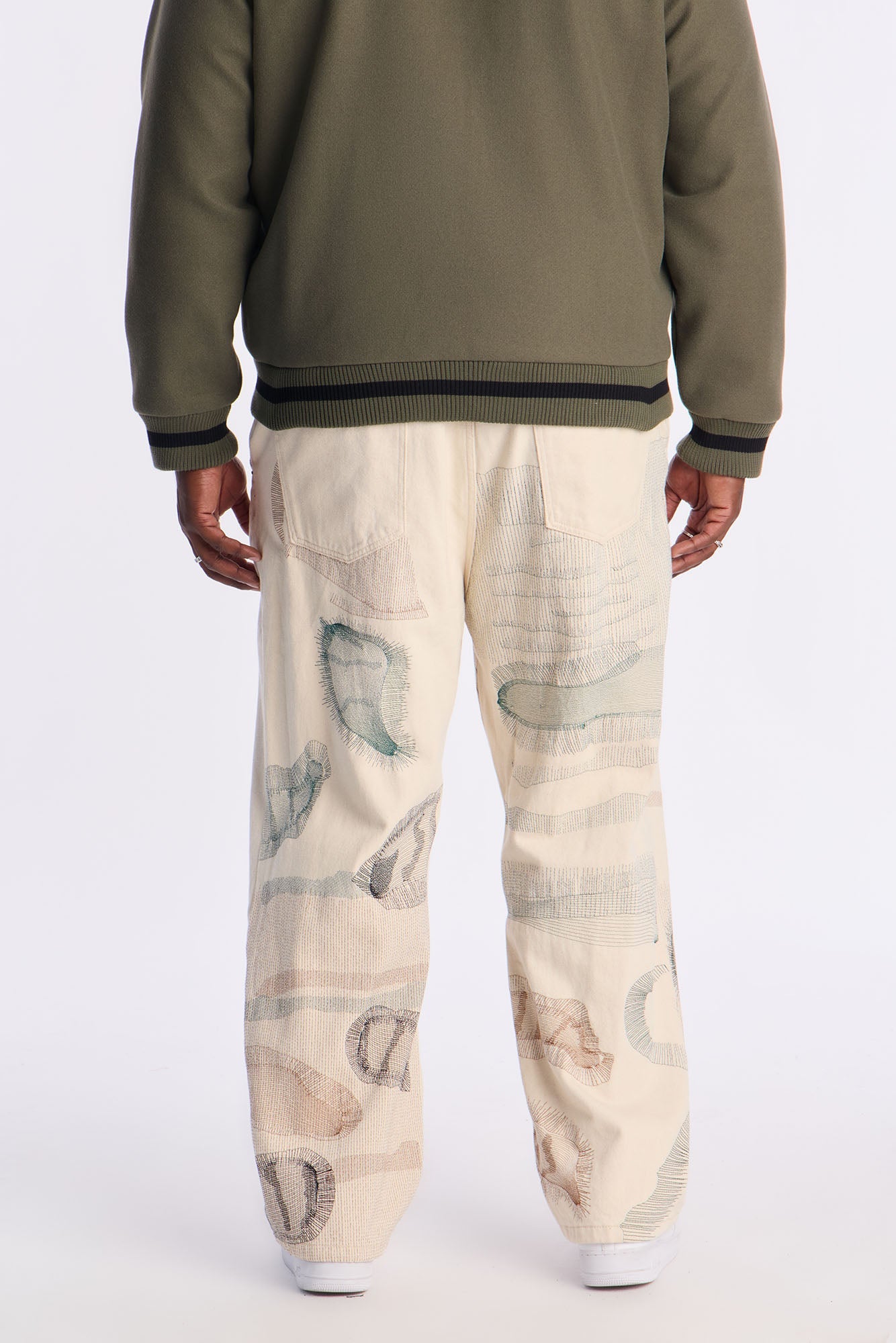 Century Repaired Baggy Jeans - Off White