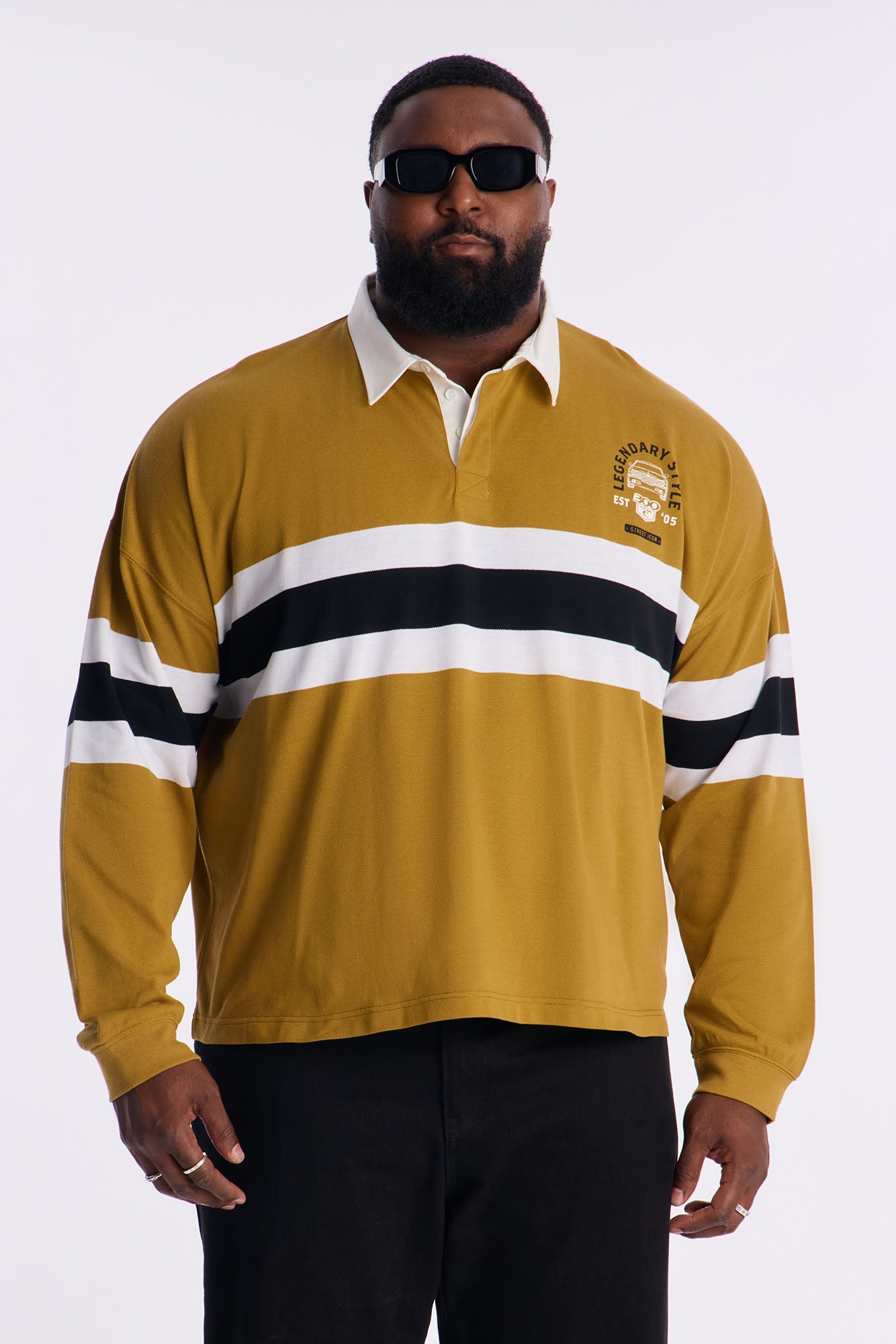 Legendary Style Long Sleeve Polo - Olive/combo
