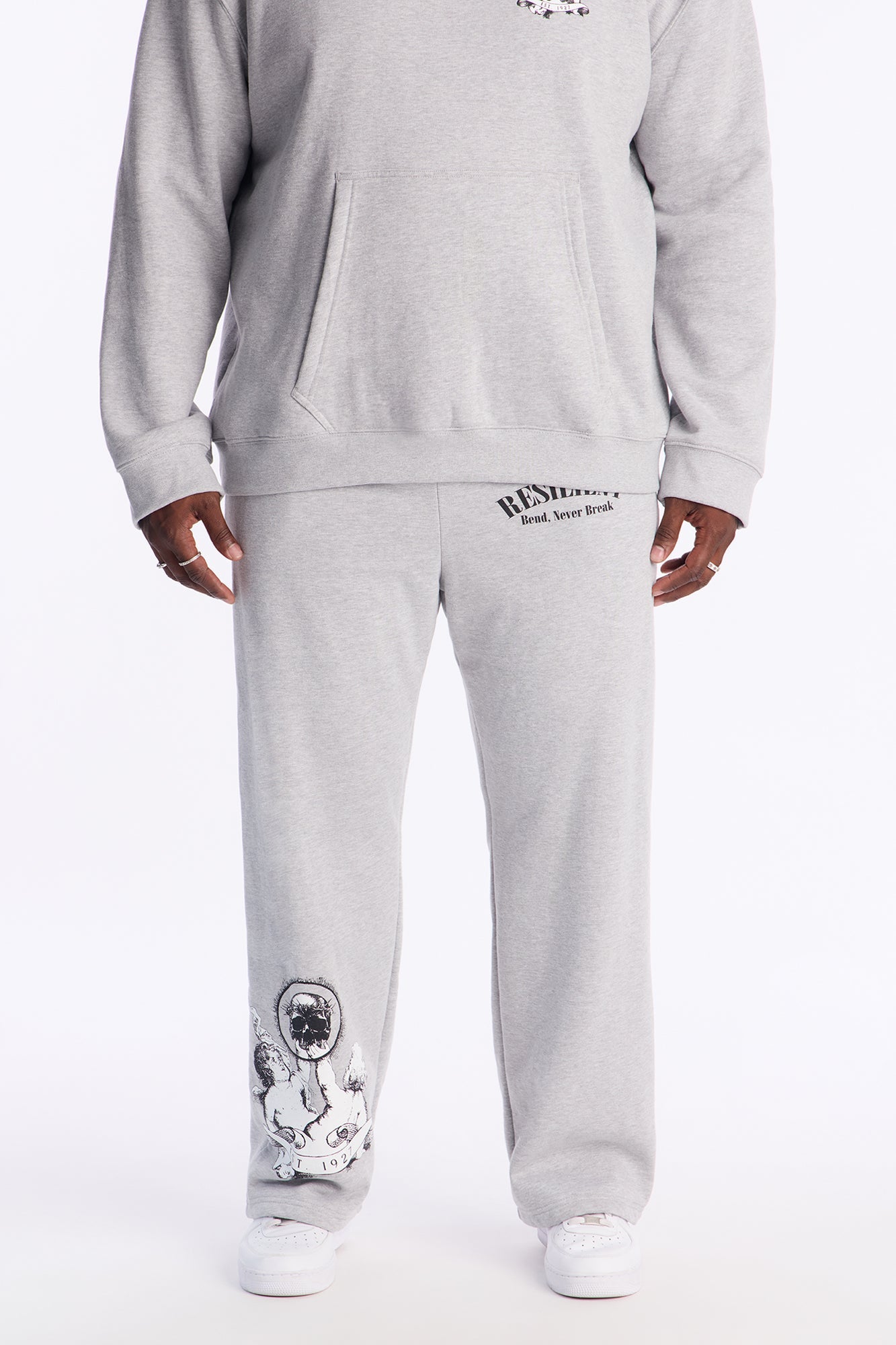 Blessed And Resilient Baggy Sweatpants - Heather Grey
