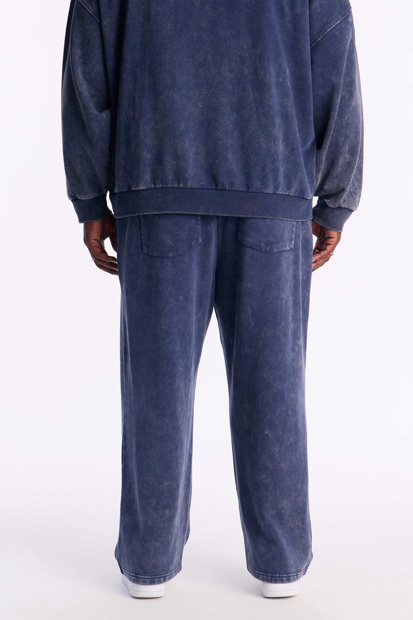 Heavy Wash Straight Sweatpants - Navy