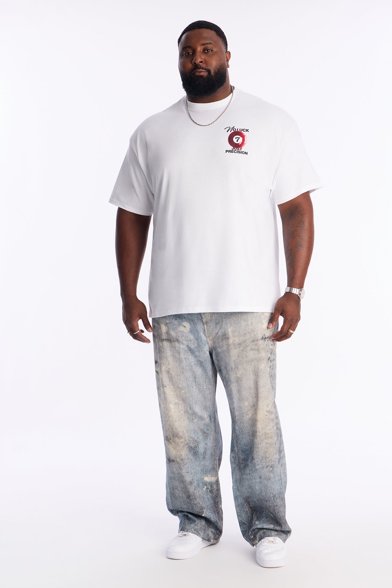 No Luck Just Precision Short Sleeve Tee - White