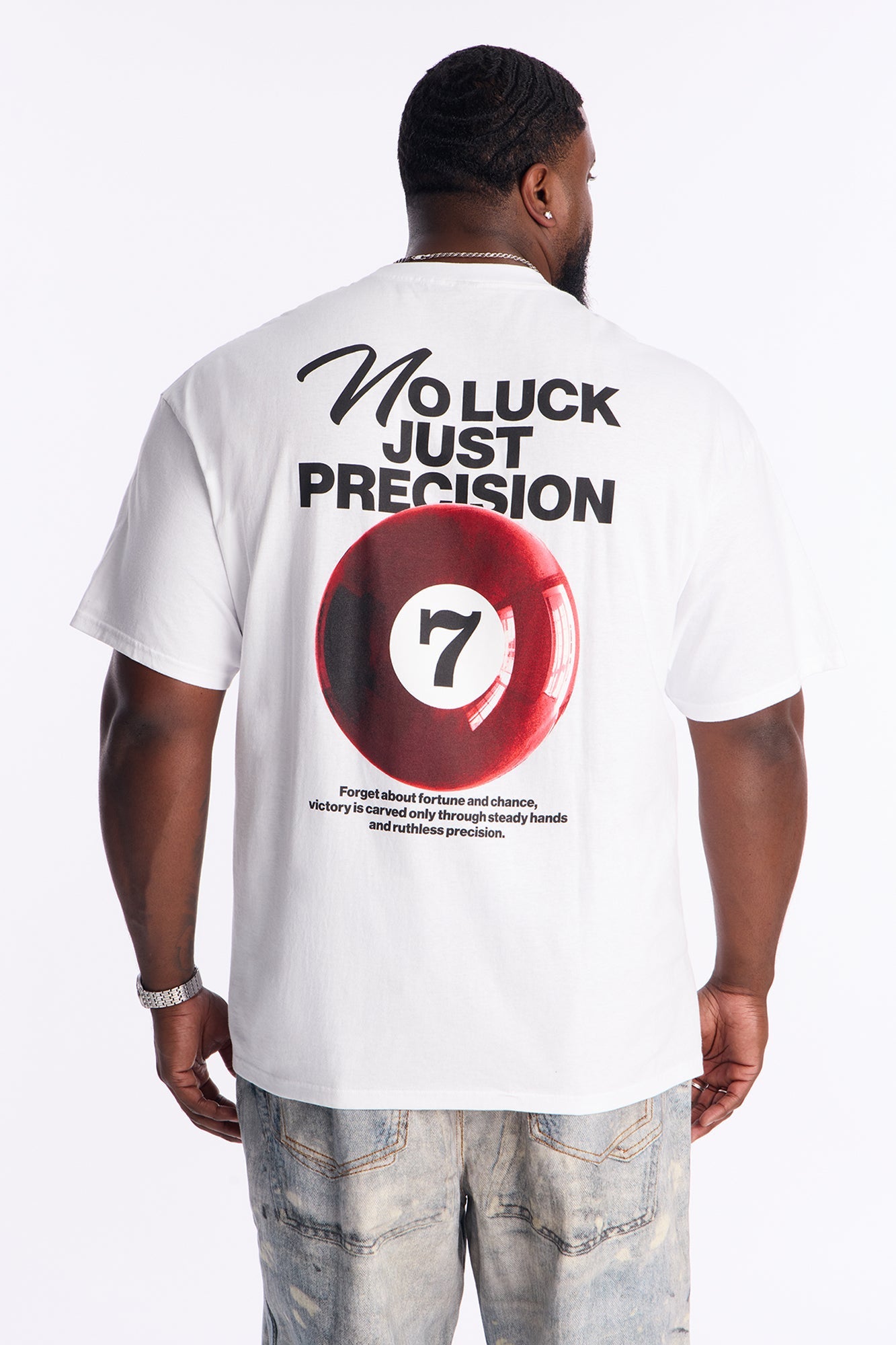 No Luck Just Precision Short Sleeve Tee - White