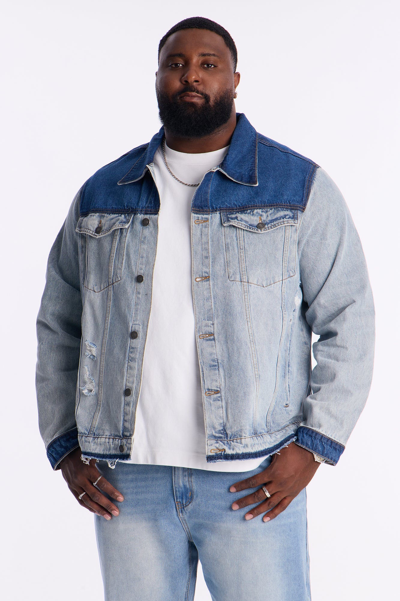 Ruthless Back Hit Denim Trucker Jacket - Light Blue Wash